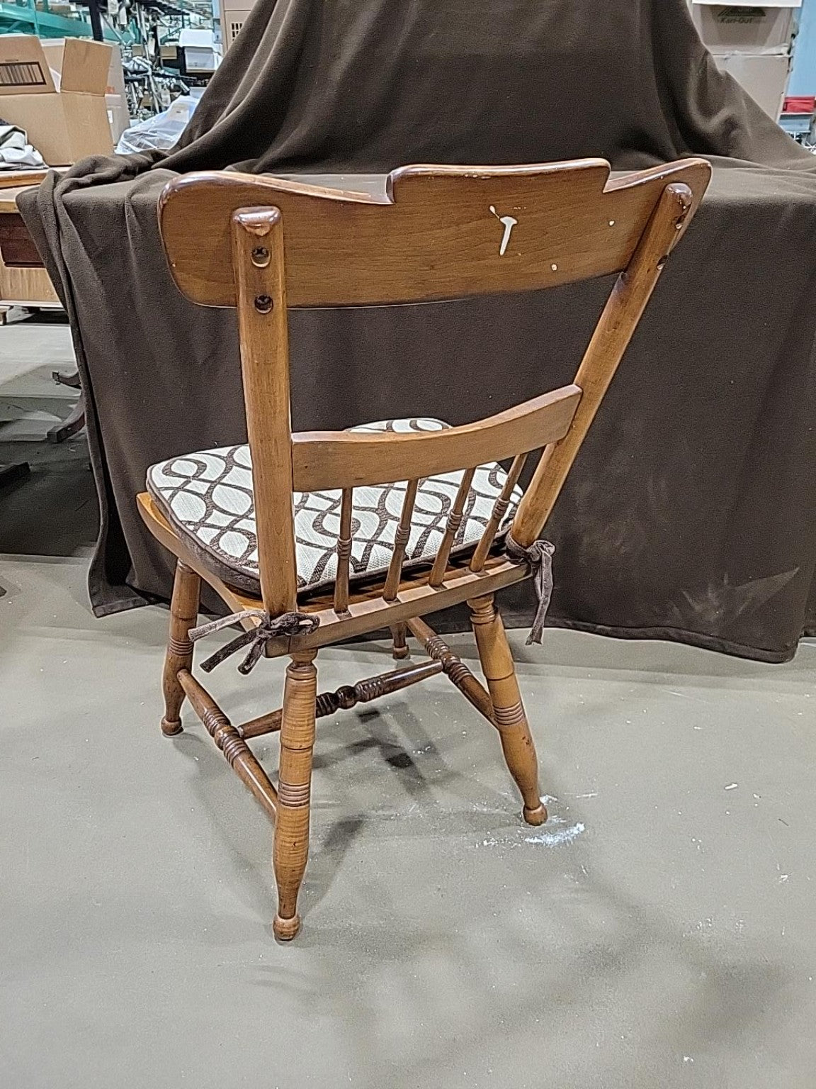 Vintage Spindle-Back Wood Dining Chairs – Pair