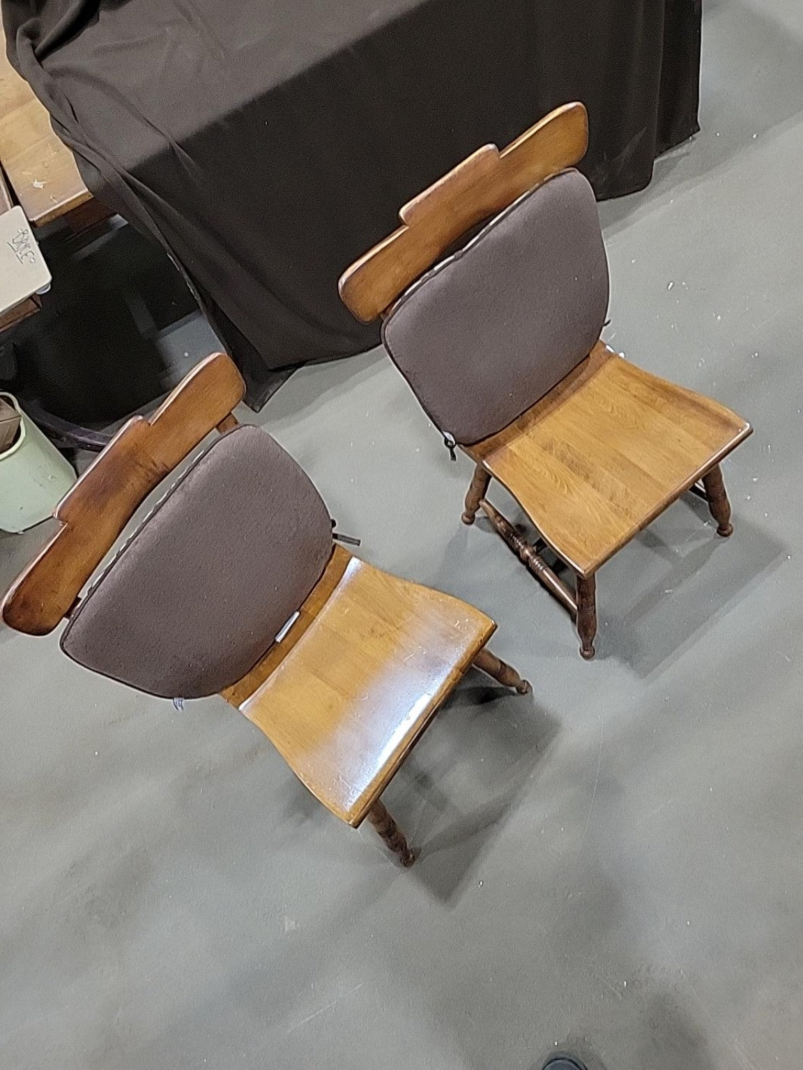 Vintage Spindle-Back Wood Dining Chairs – Pair
