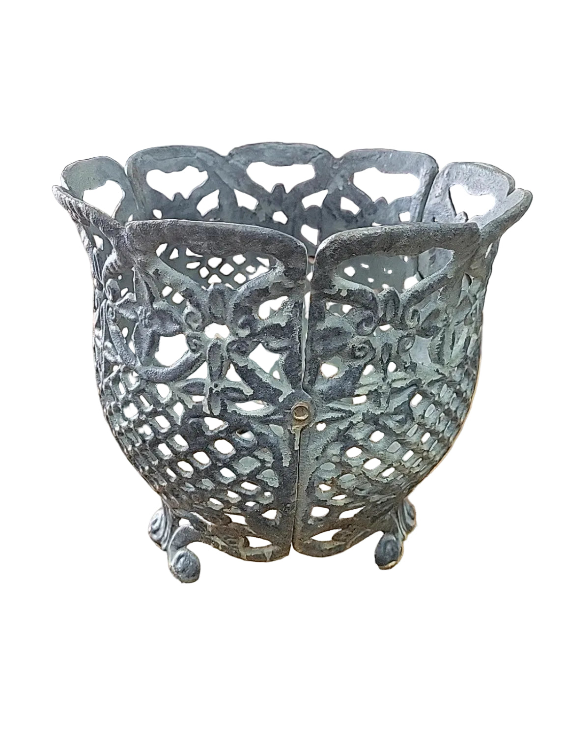 Vintage Ornate Metal Plant Holder – 12½" Round