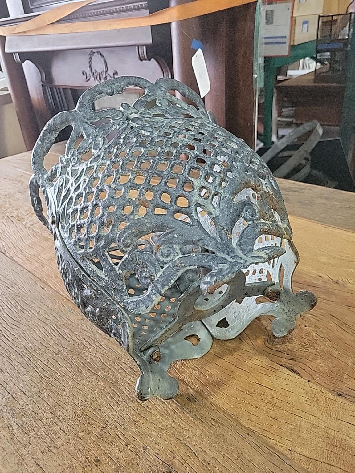 Vintage Ornate Metal Plant Holder – 12½" Round