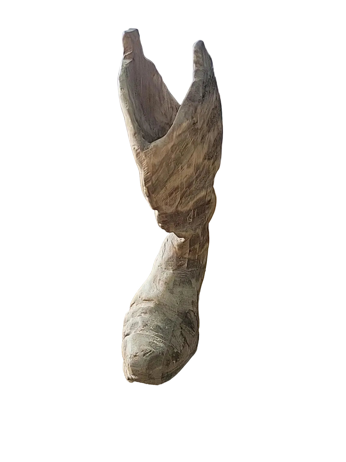 Vintage Hand-Carved Wooden Cowboy Boot Sculpture