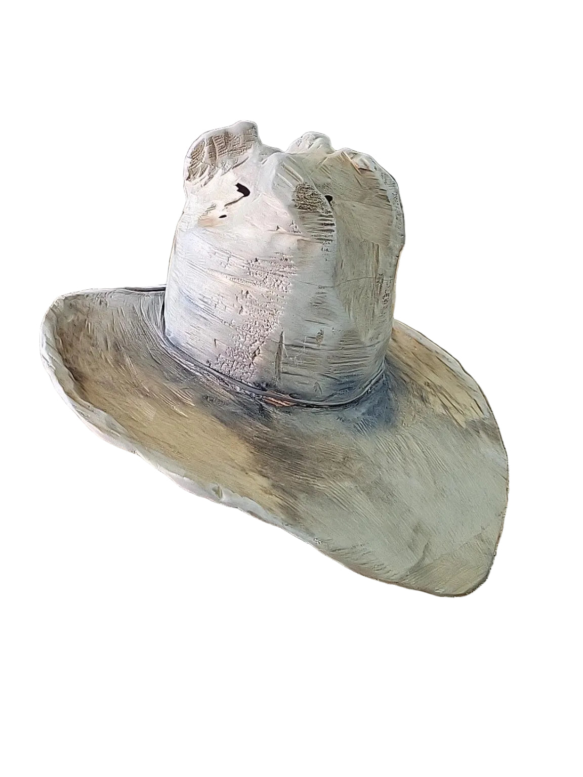 Vintage Hand-Carved Wooden Cowboy Hat Sculpture