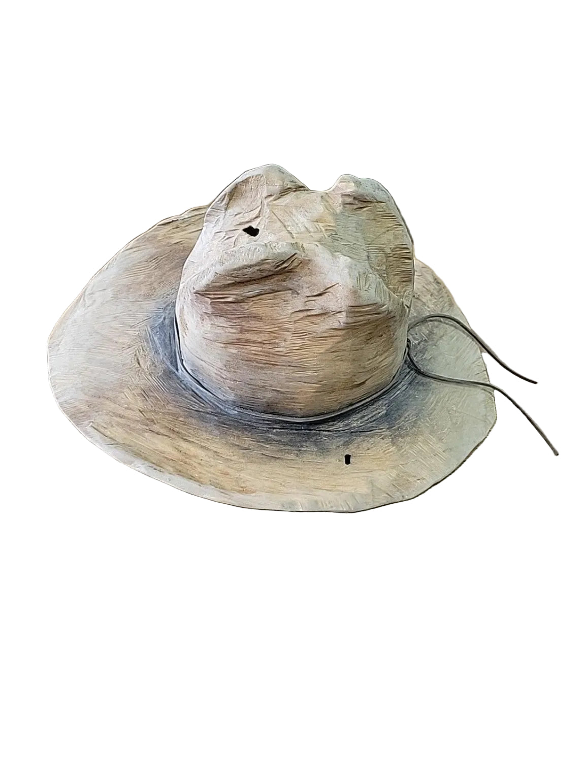 Vintage Hand-Carved Wooden Cowboy Hat Sculpture