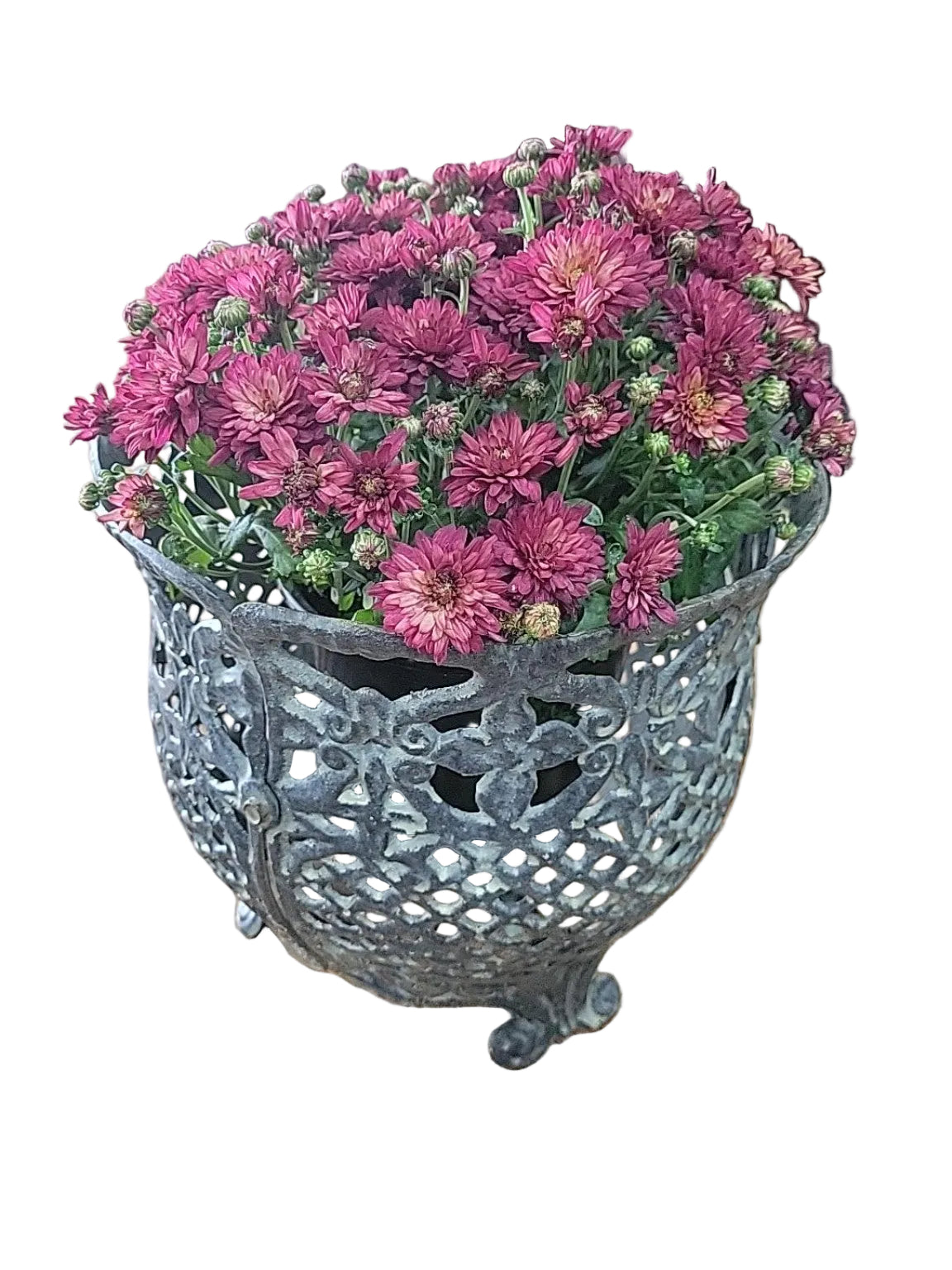 Vintage Ornate Metal Plant Holder – 12½" Round