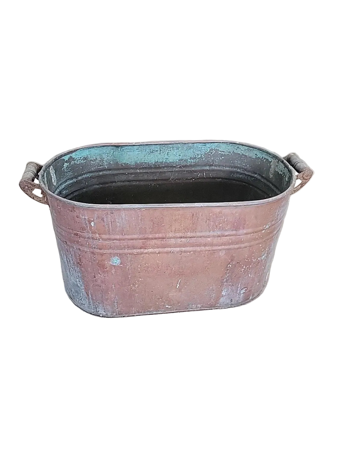 Vintage Copper Boiler Wash Tub with Wood Handles