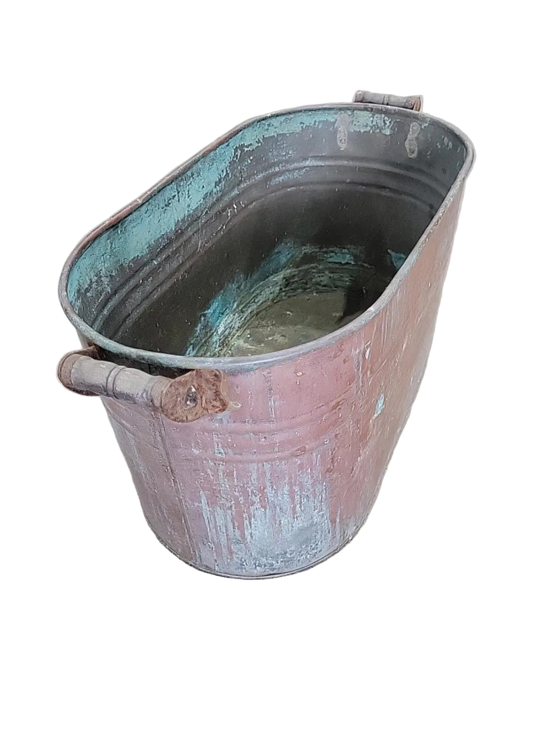 Vintage Copper Boiler Wash Tub with Wood Handles
