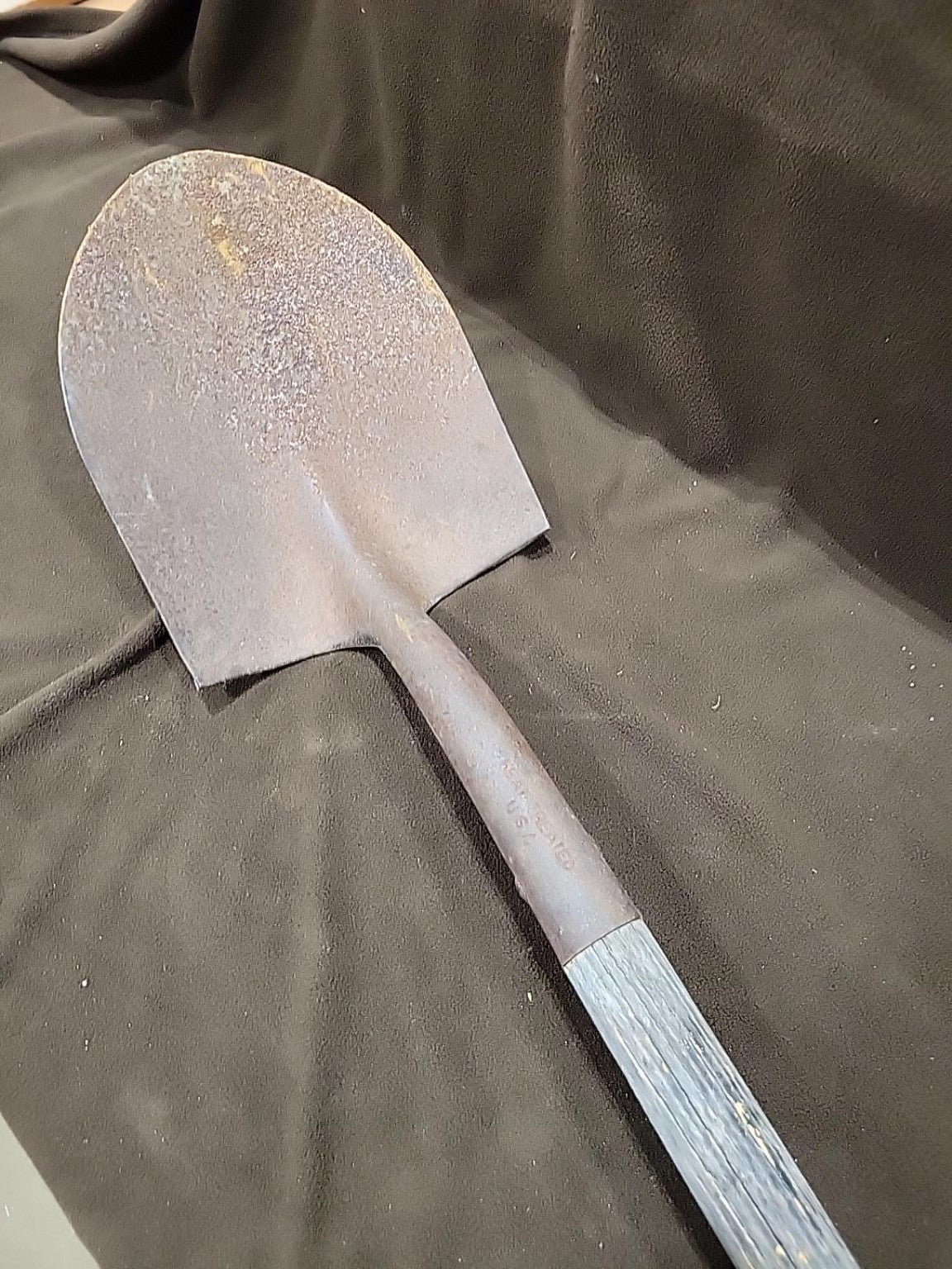 Vintage Long-Handle Round-Point Steel Shovel