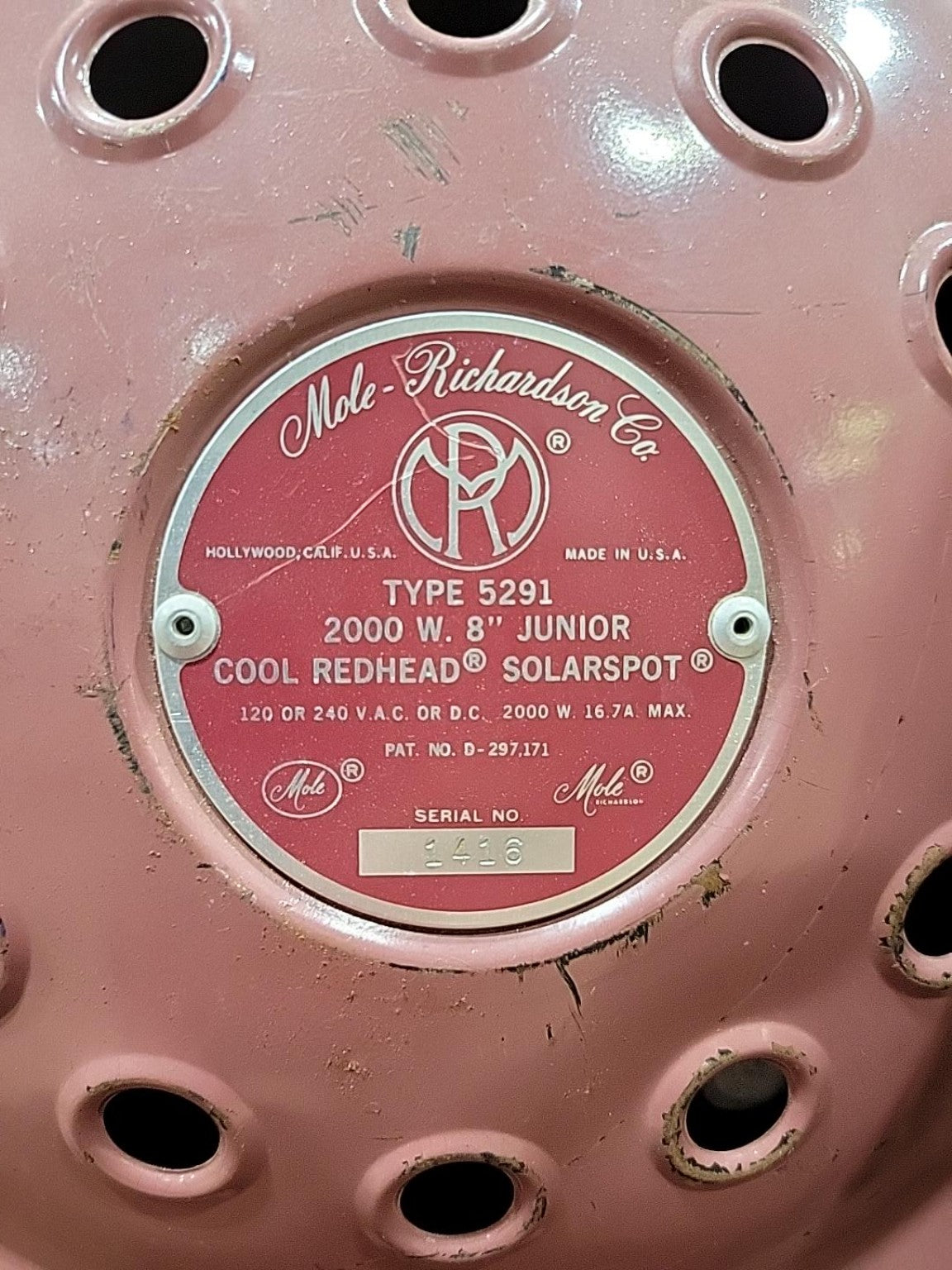 Vintage Mole-Richardson 2000W Junior Solarspot Light