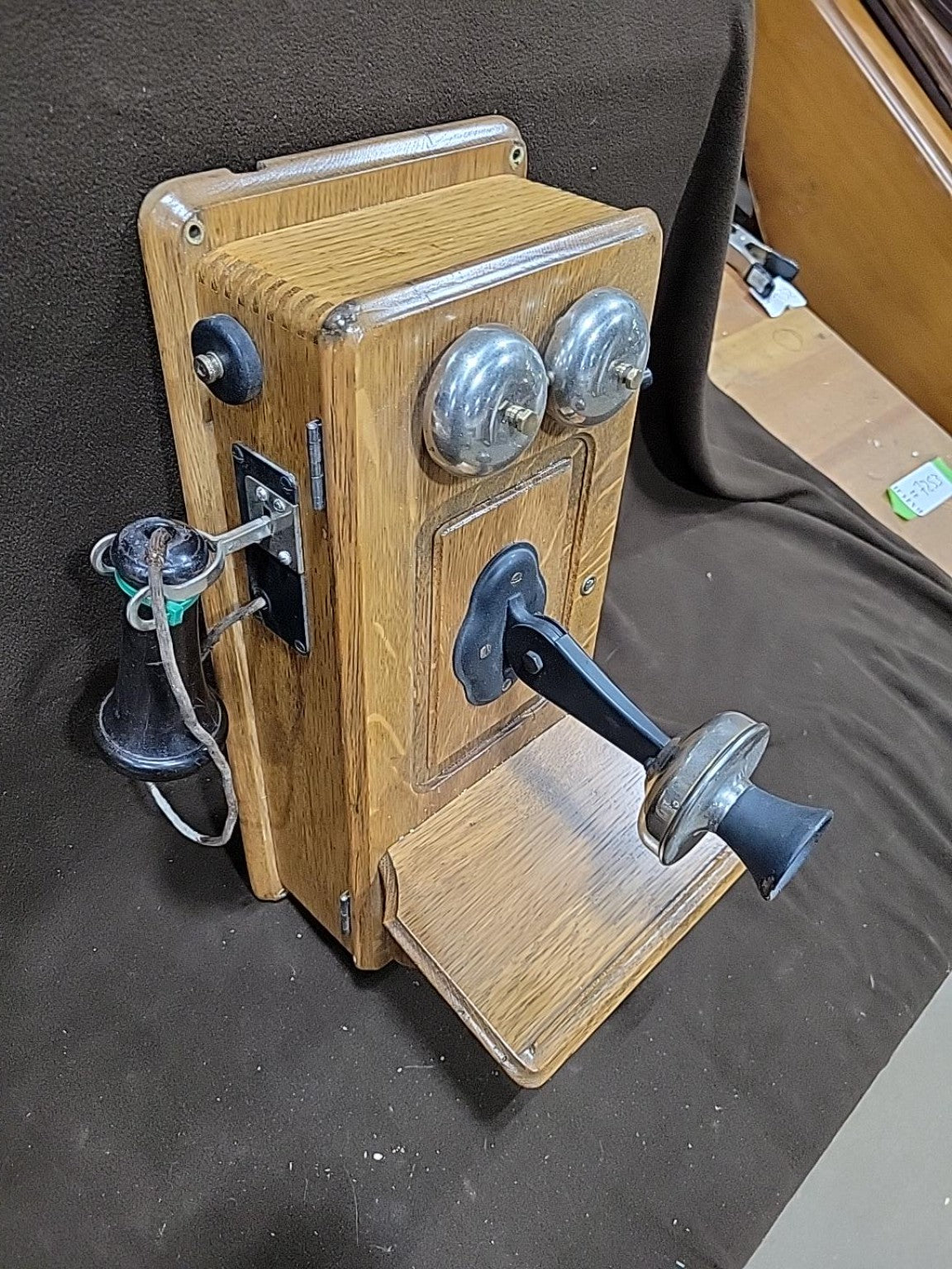 Antique Kellogg Oak Hand-Crank Wall Telephone