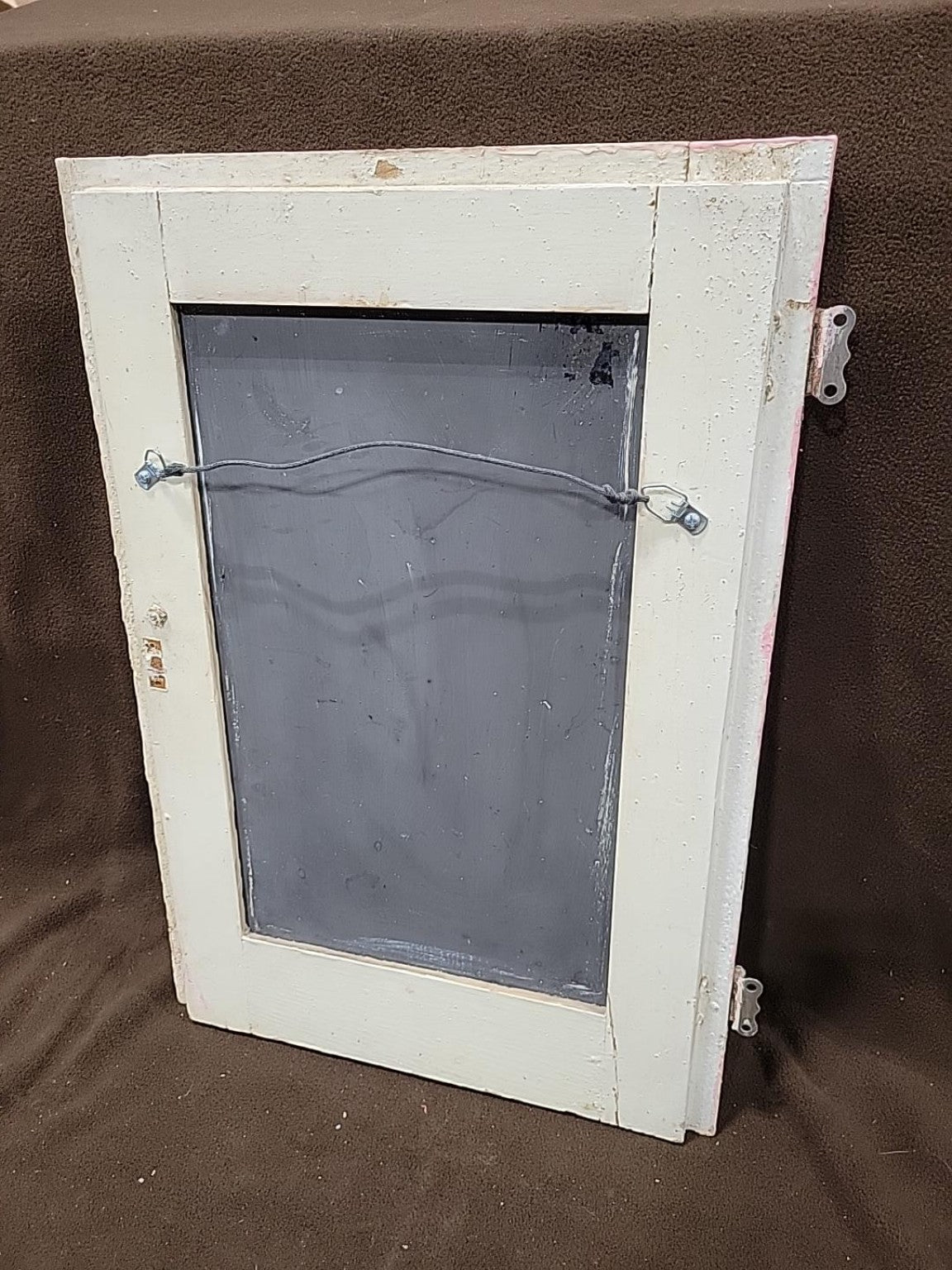 Salvaged Pink Wood Medicine Cabinet Mirror Door