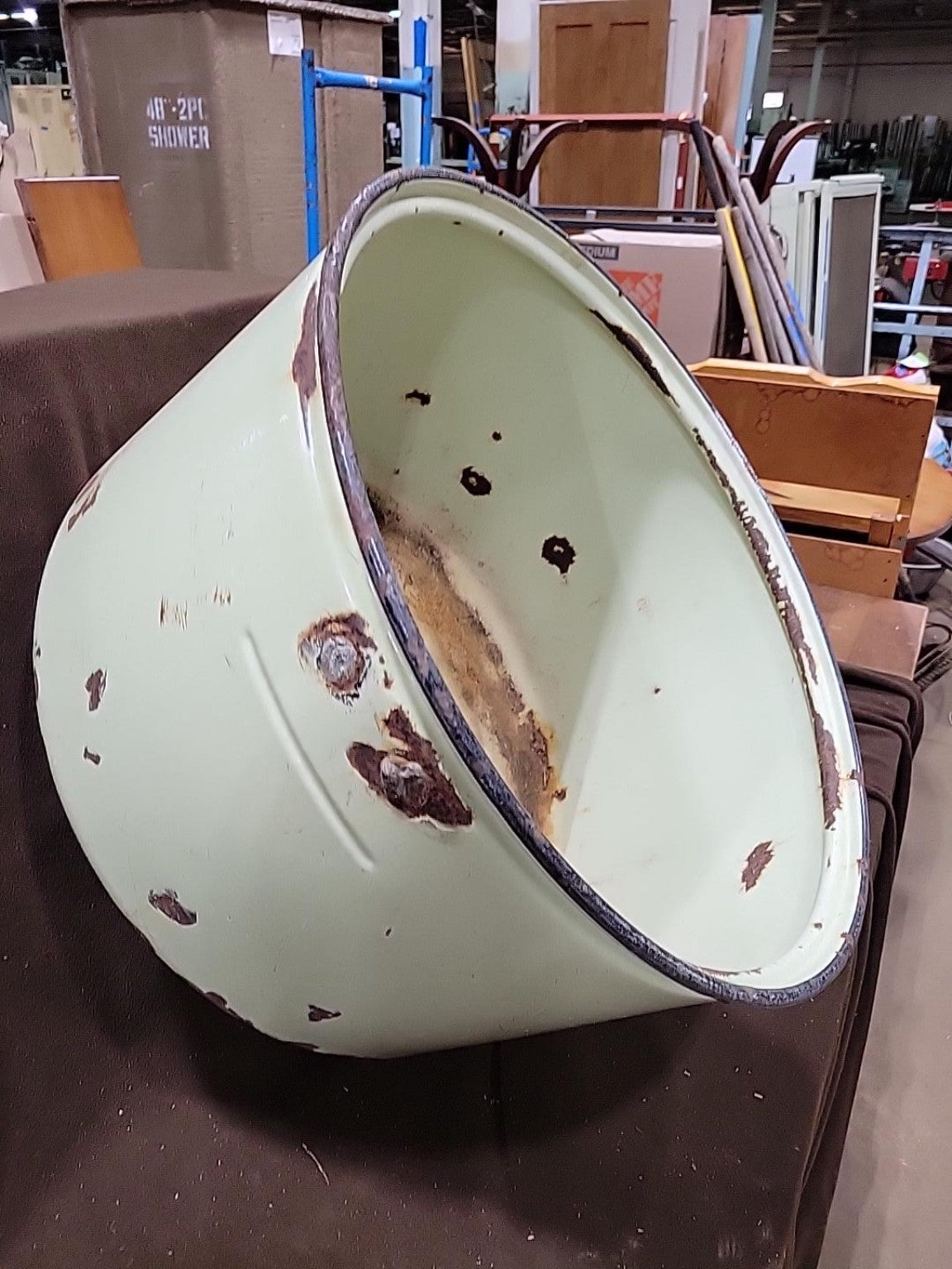 Vintage Green Enamel Steel Wash Tub – Project Piece