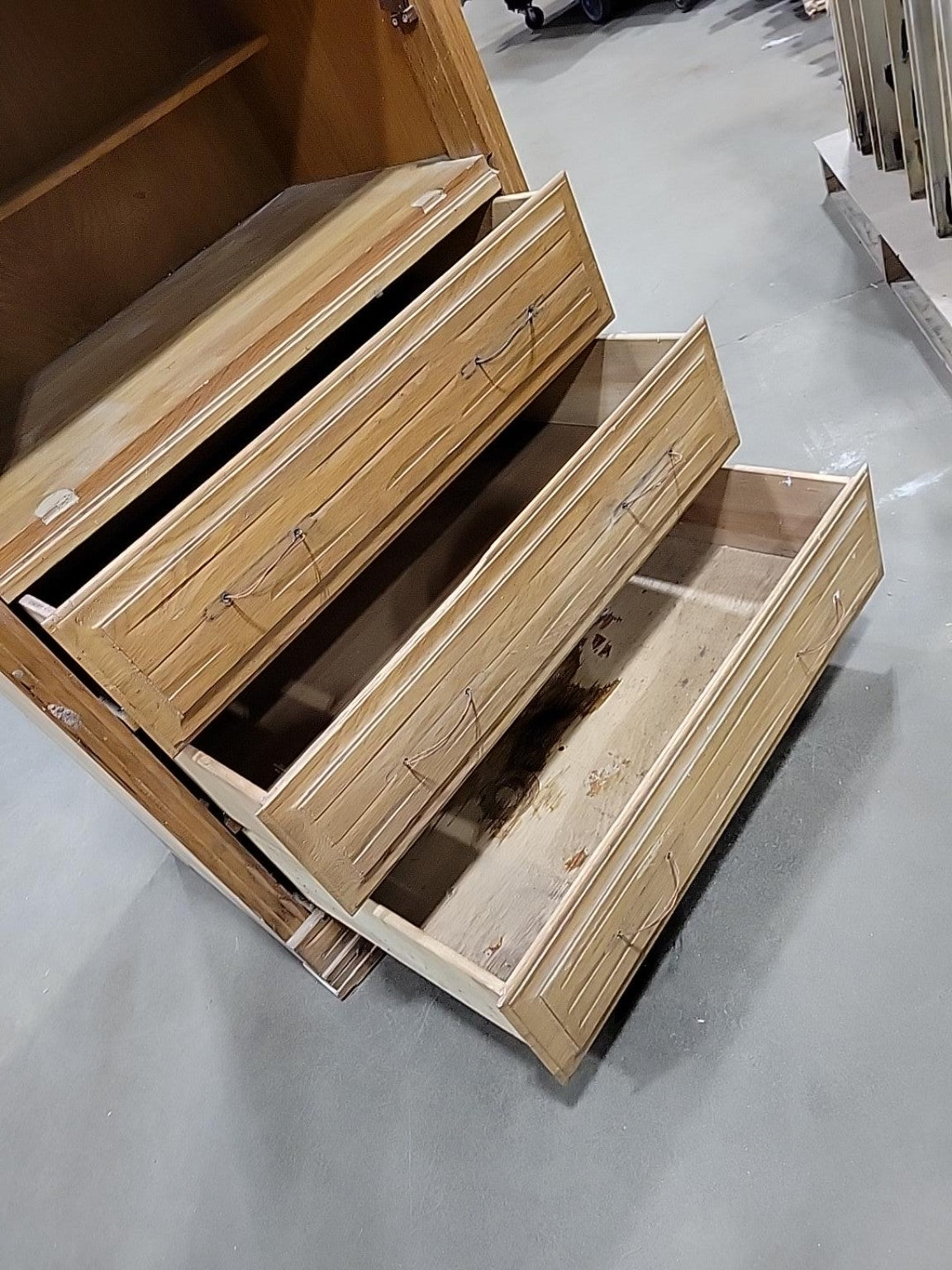 Tall Oak Media Cabinet with 3 Drawers
