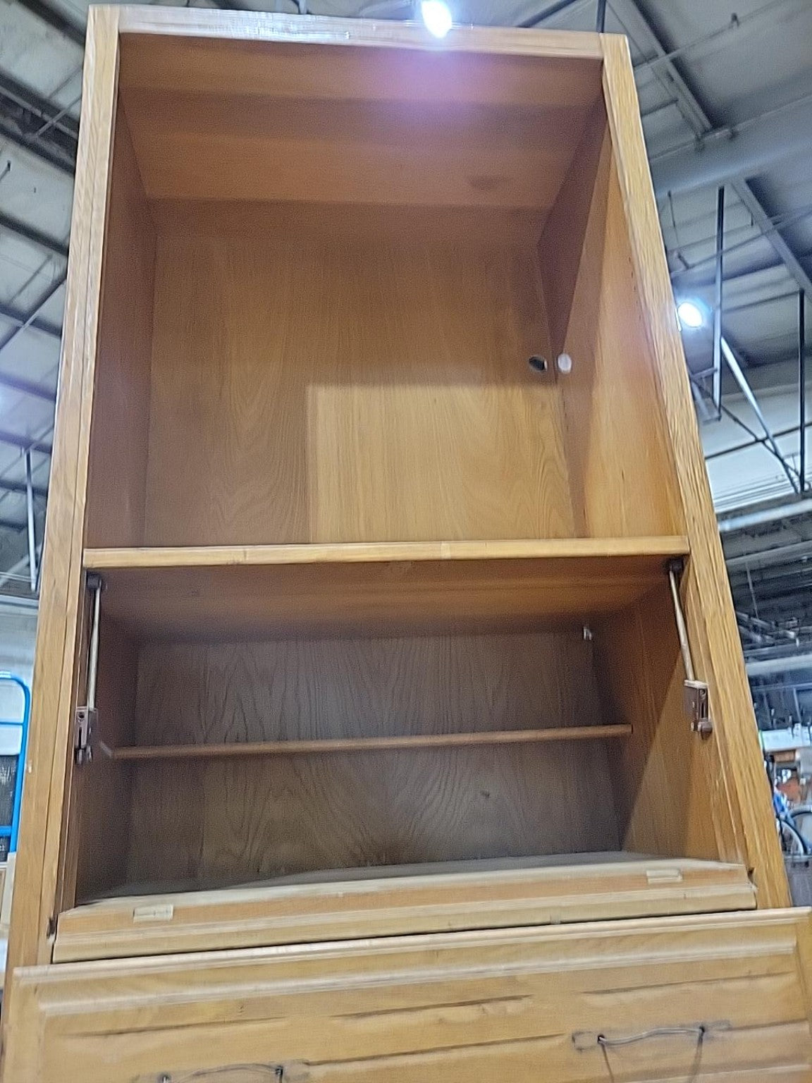 Tall Oak Media Cabinet with 3 Drawers