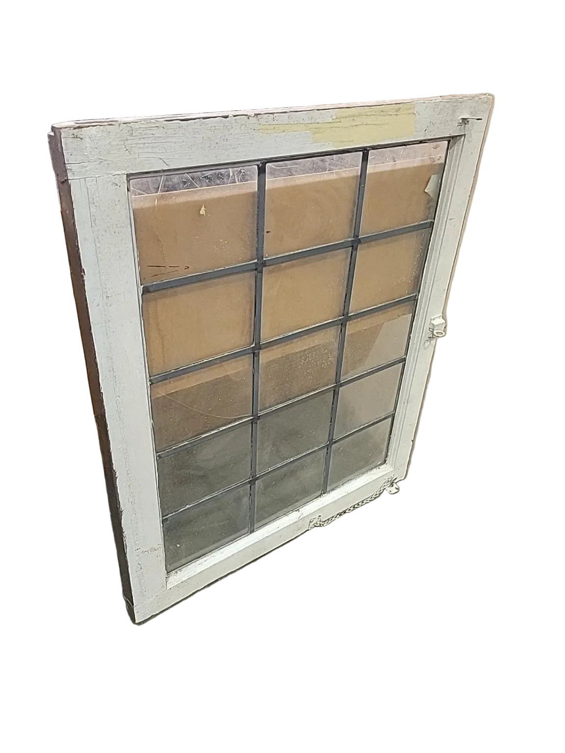 Vintage 15-Lite Leaded Glass Wood Window Sash