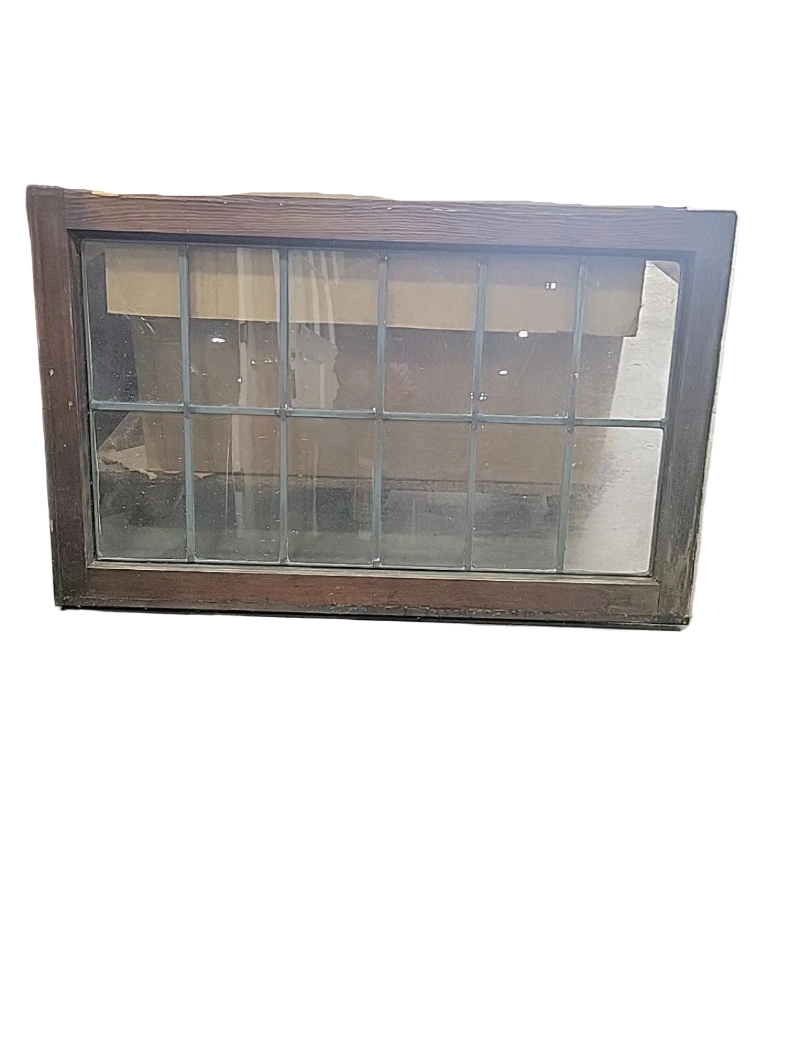 Vintage 12-Lite Leaded Glass Wood Window Sash