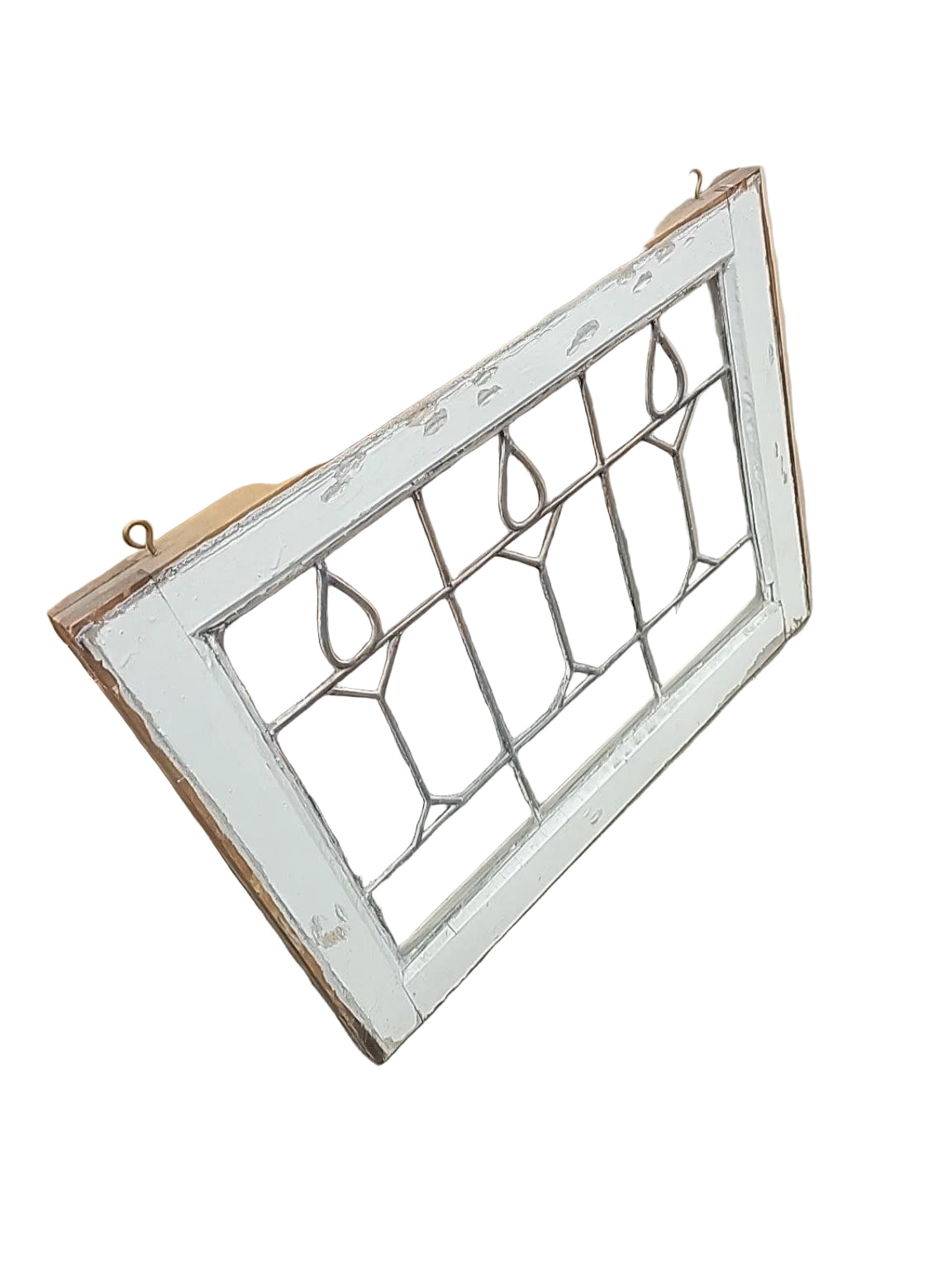 Vintage Decorative Leaded Glass Wood Window
