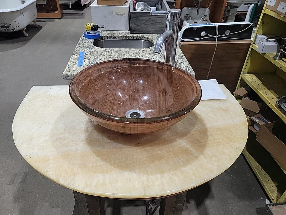 Contemporary Glass Vessel Sink with Semicircle Countertop