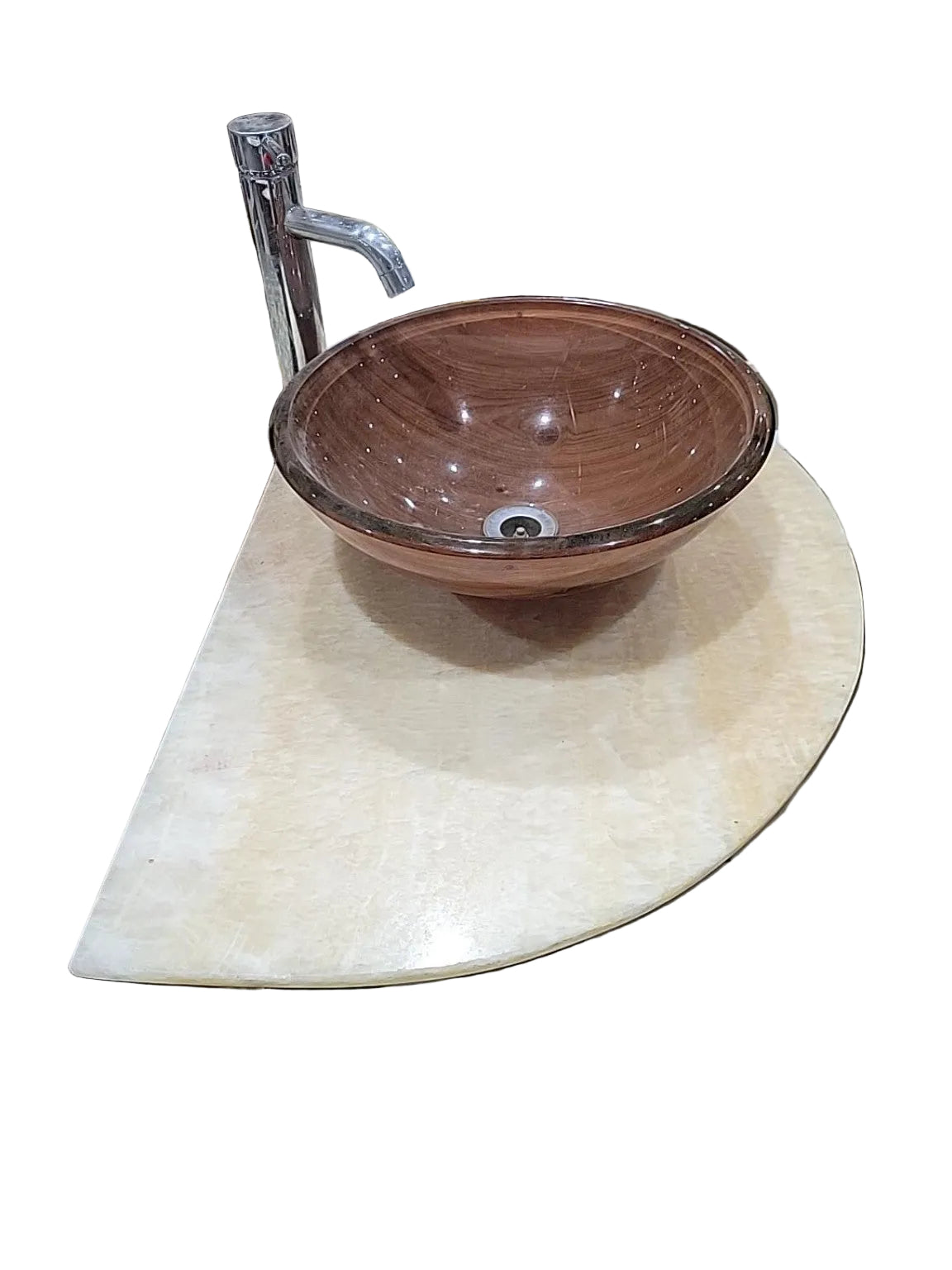 Contemporary Glass Vessel Sink with Semicircle Countertop