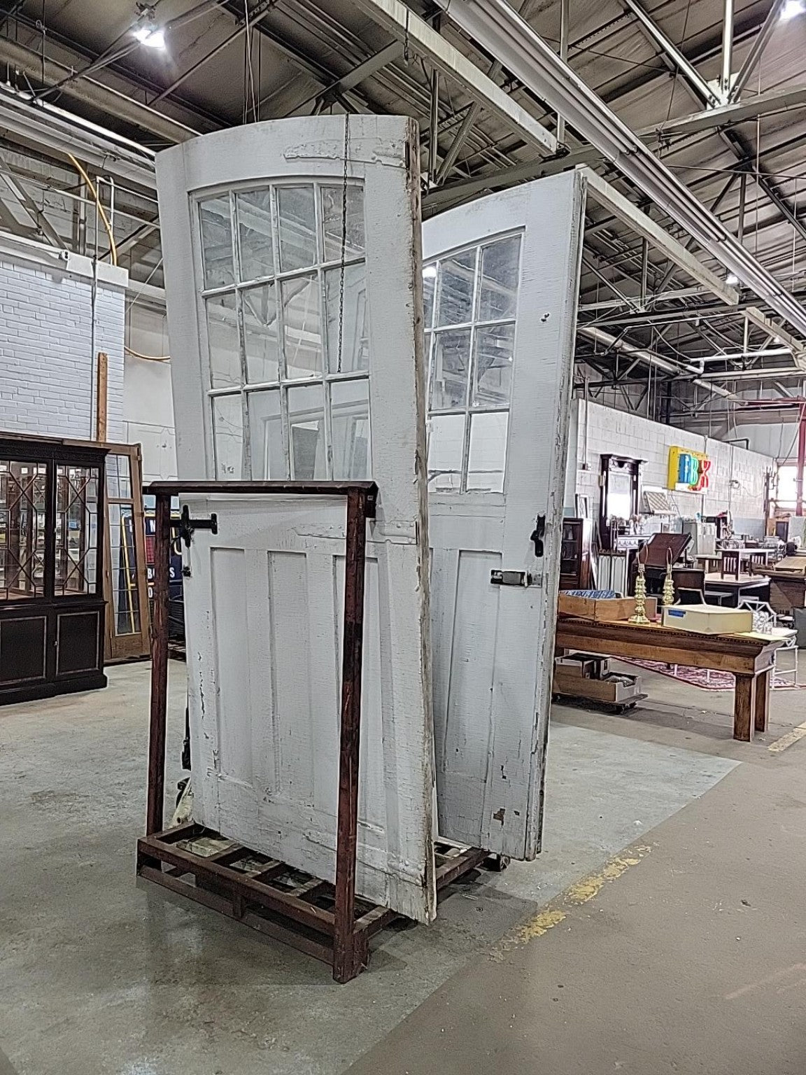 Antique Arched 12-Lite Wood Entry Doors