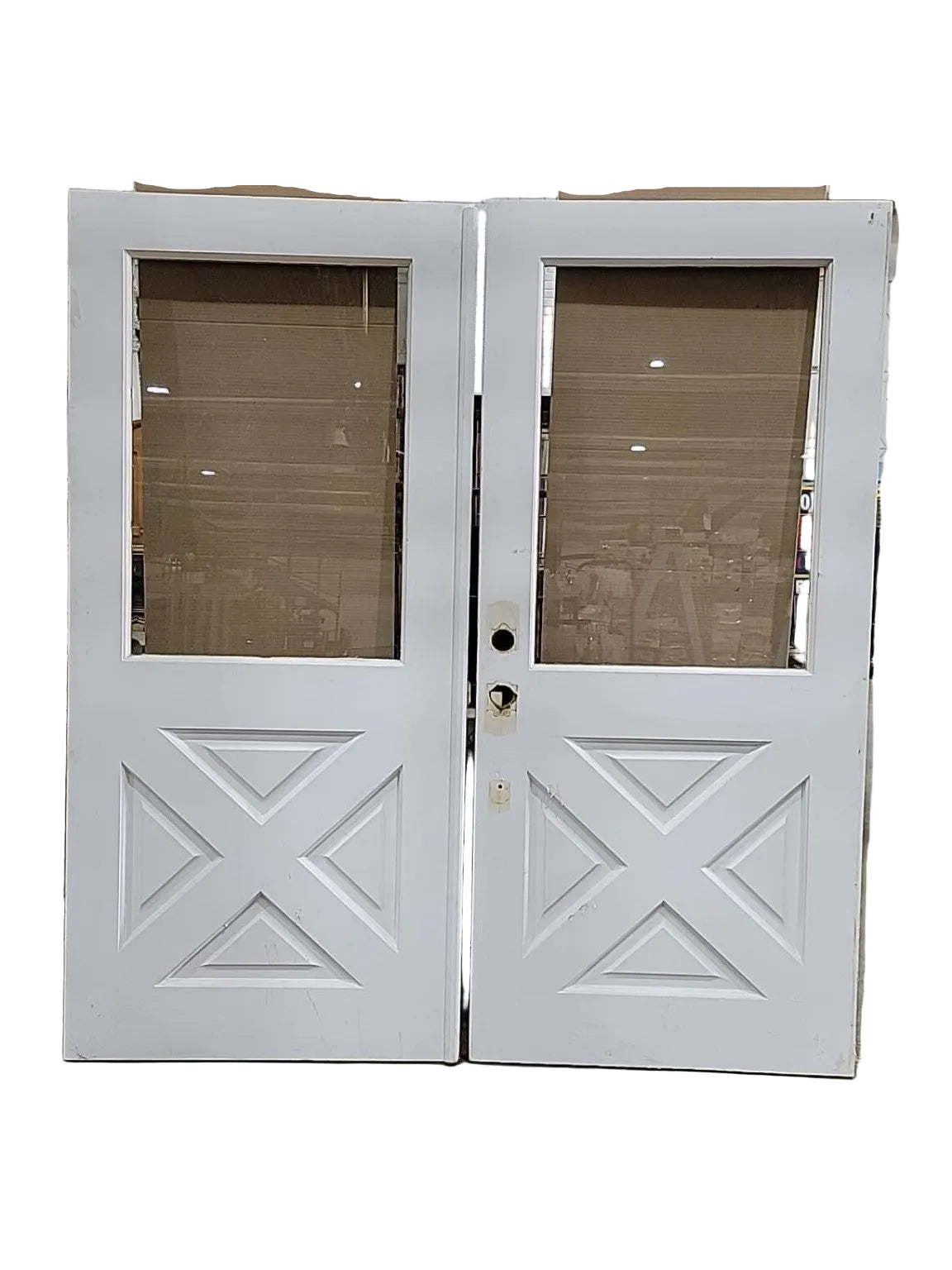 Vintage Glass Panel Double Entry Doors – 72" Pair