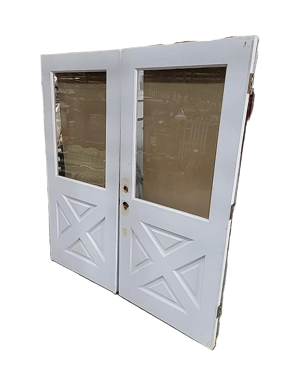 Vintage Glass Panel Double Entry Doors – 72" Pair