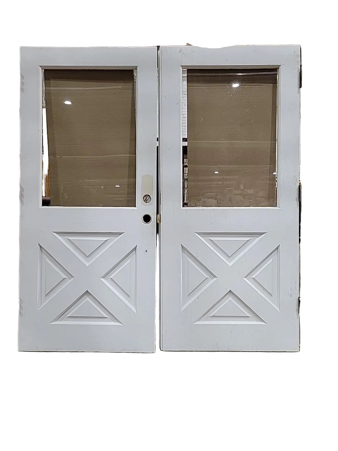 Vintage Glass Panel Double Entry Doors – 72" Pair
