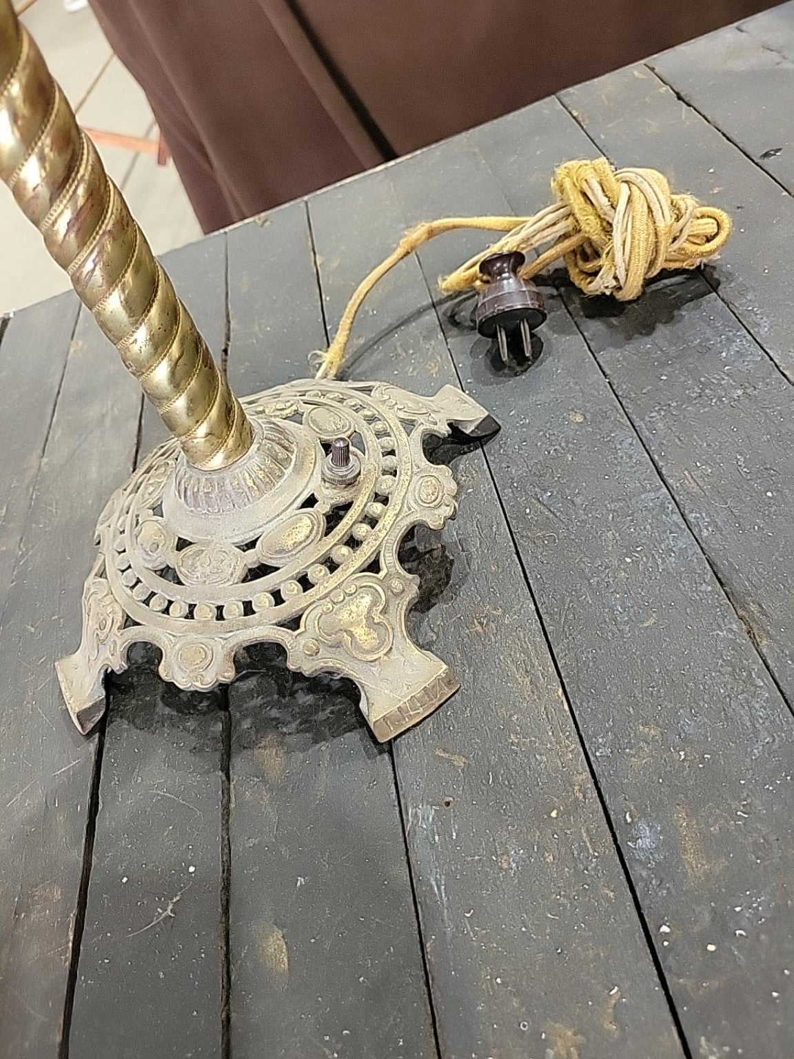 Antique Victorian Floral Milk Glass Parlor Lamp