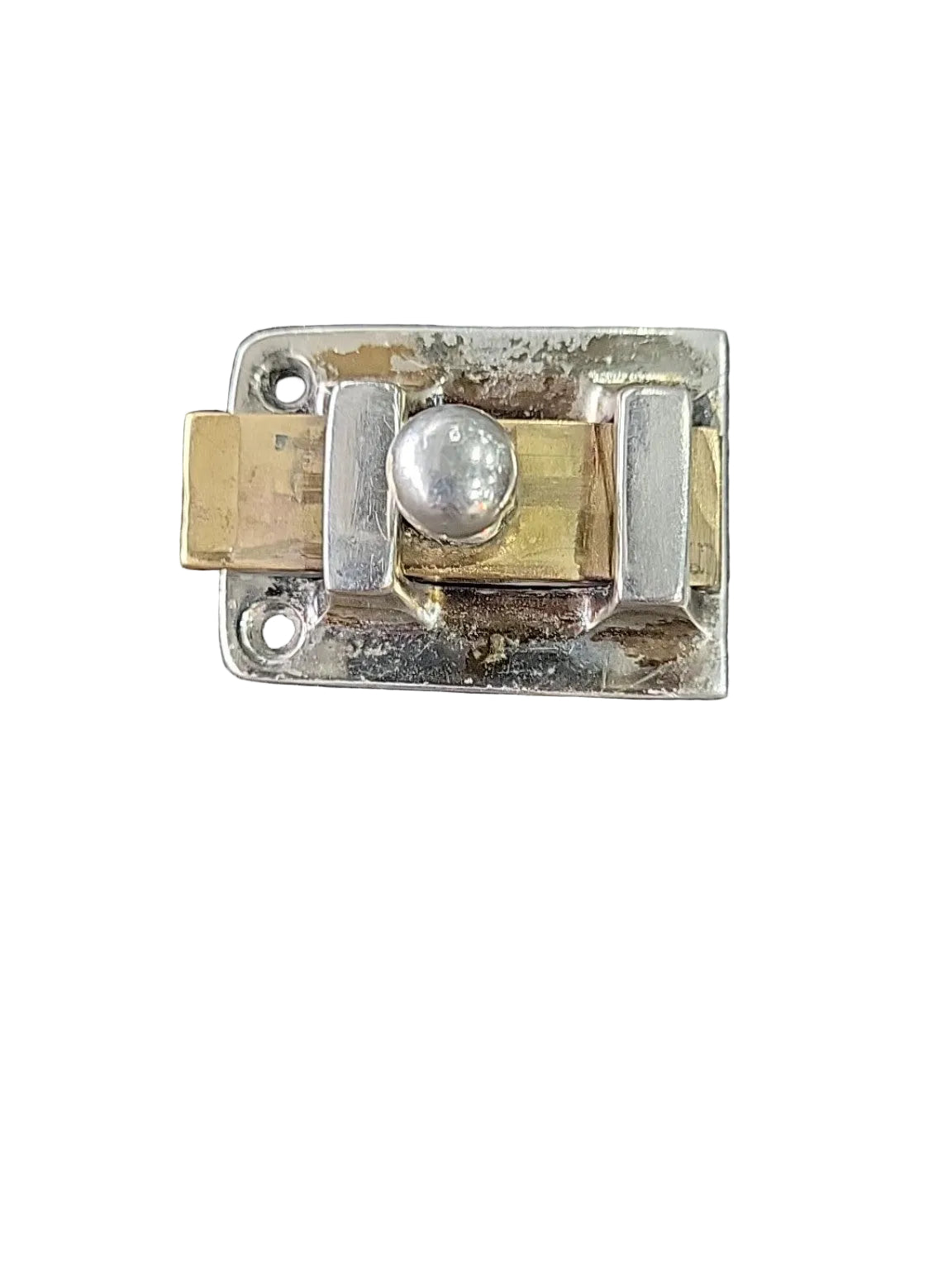 Vintage Brass & Chrome Surface Slide Bolt Latch