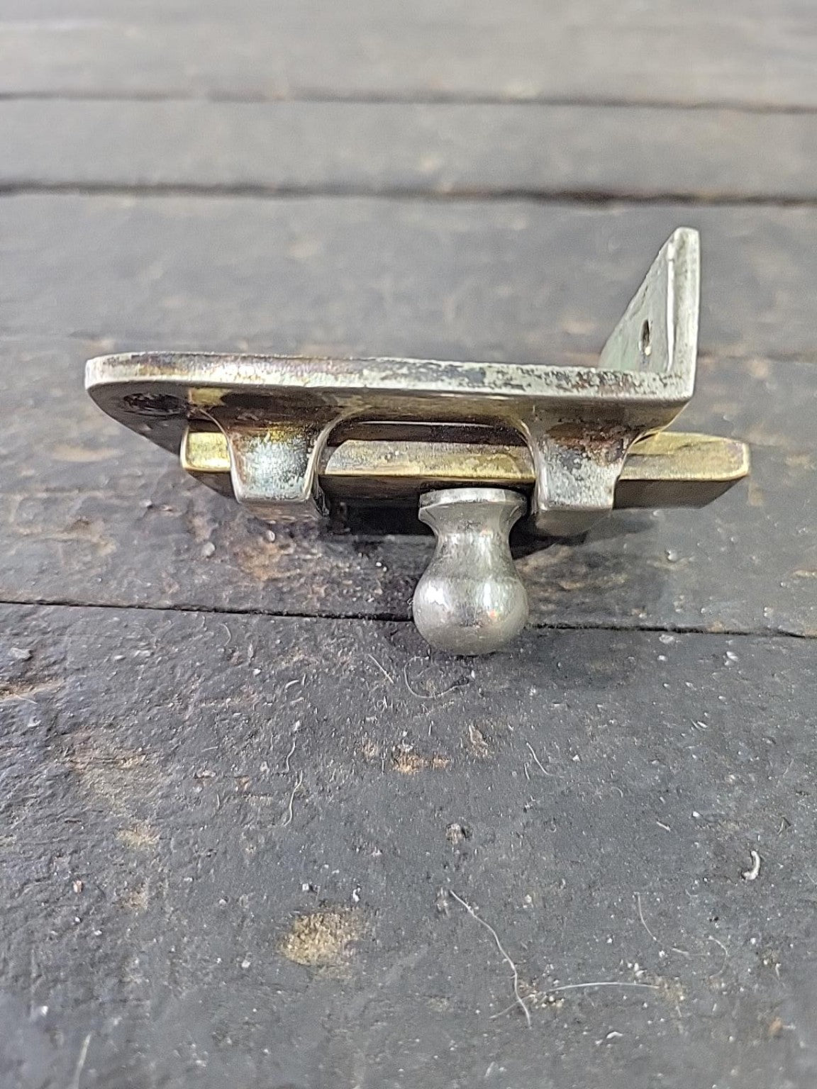 Vintage Brass & Chrome Surface Slide Bolt Latch