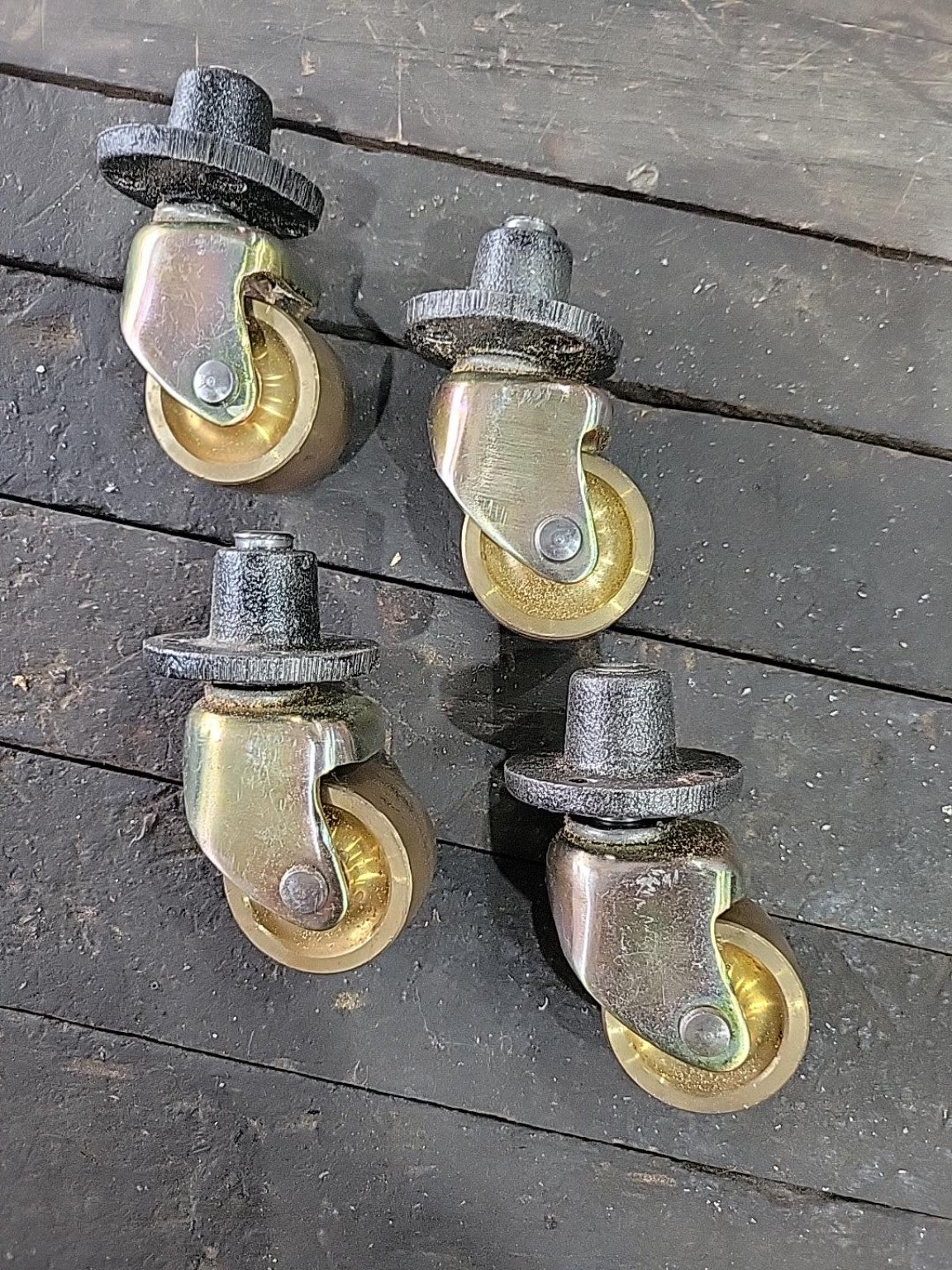 Set of 4 Brass Swivel Furniture Casters