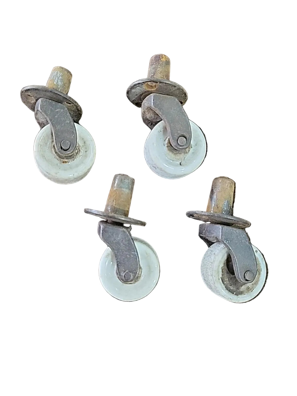 Set of 4 porcelain casters Vintage Porcelain Wheel Stem Casters – Set of 4