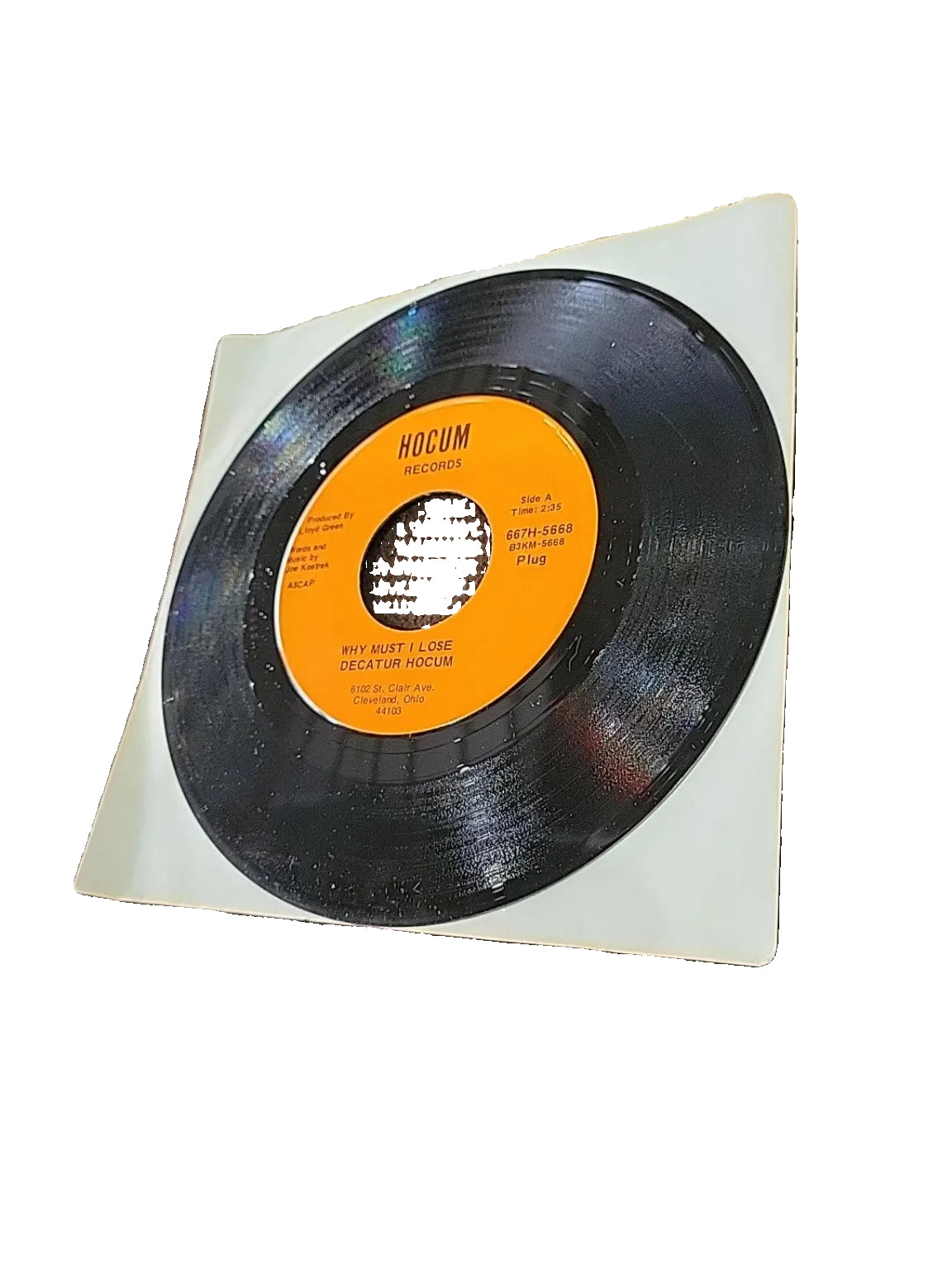 Rare Decatur Hocum Cleveland Ohio 45 RPM Record
