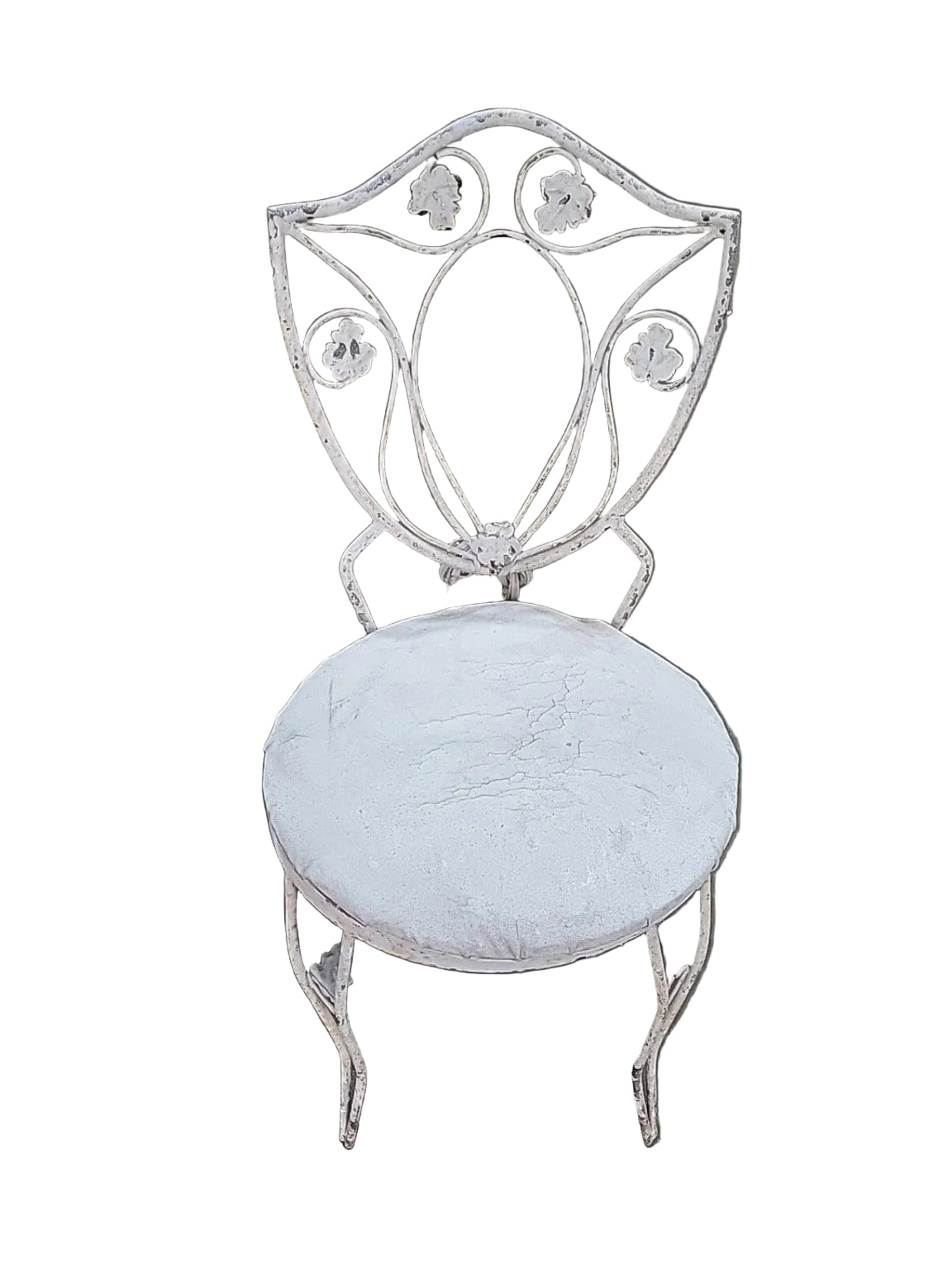 Vintage White Floral Steel Vanity Chair