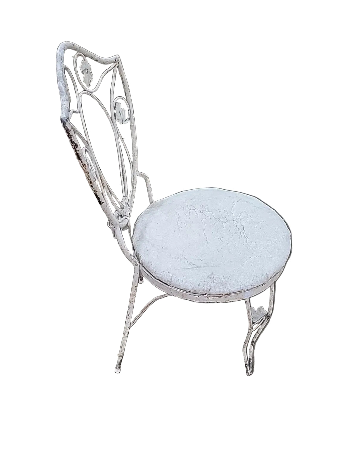 Vintage White Floral Steel Vanity Chair