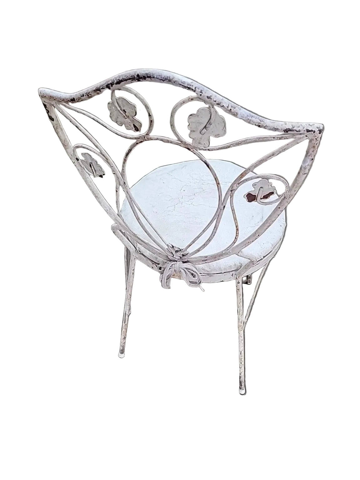 Vintage White Floral Steel Vanity Chair