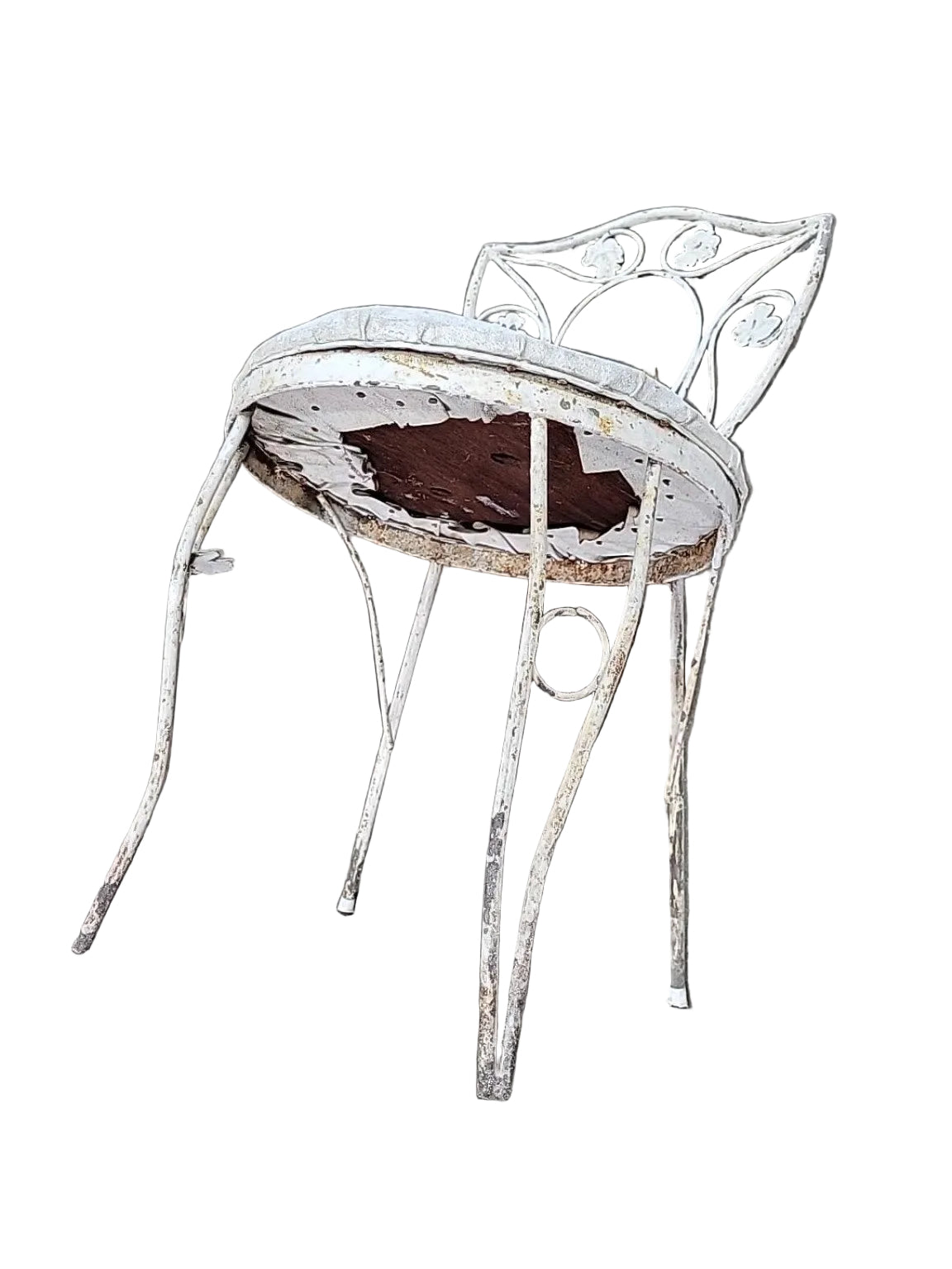Vintage White Floral Steel Vanity Chair