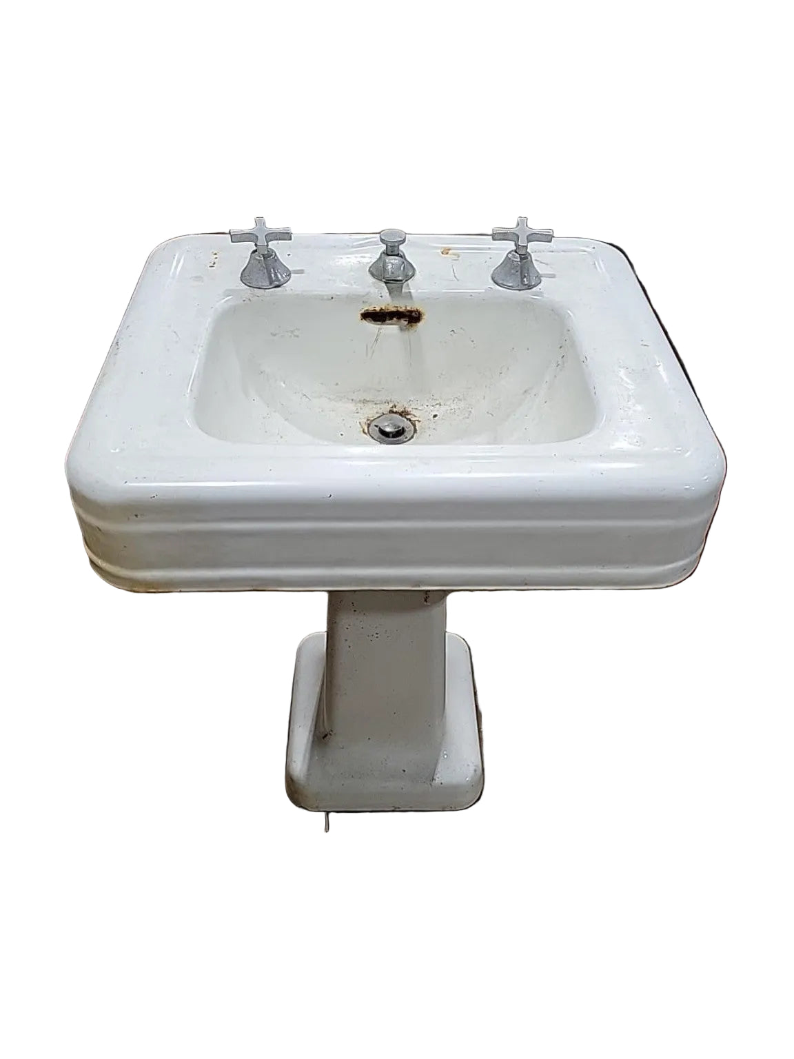 Vintage White Porcelain Pedestal Bathroom Sink