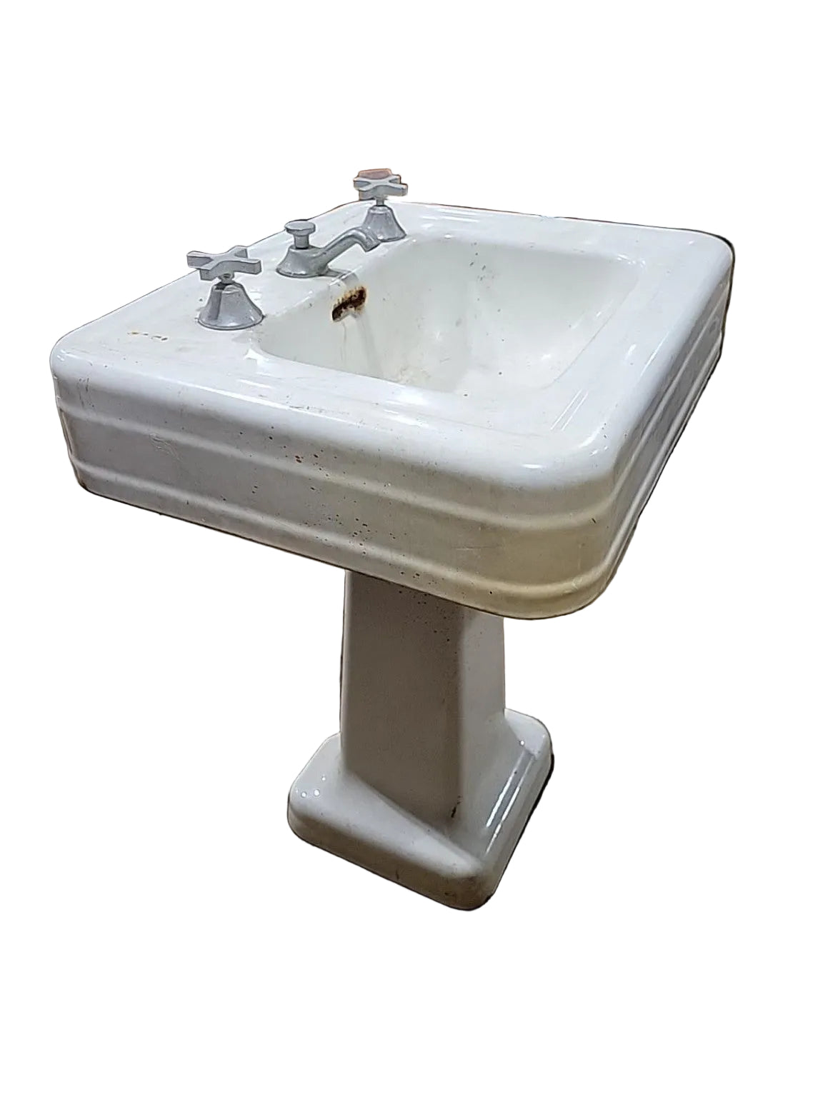 Vintage White Porcelain Pedestal Bathroom Sink