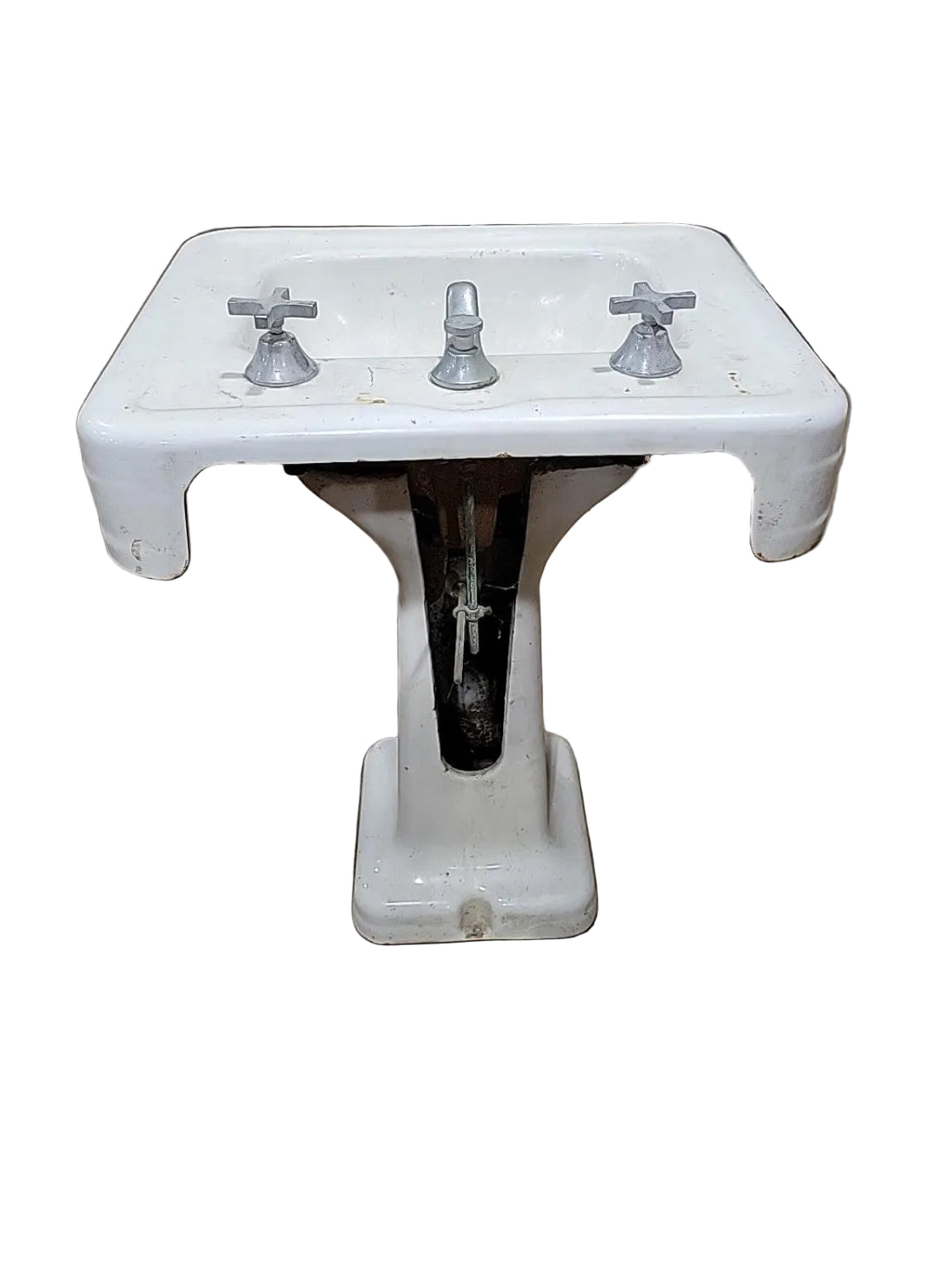 Vintage White Porcelain Pedestal Bathroom Sink