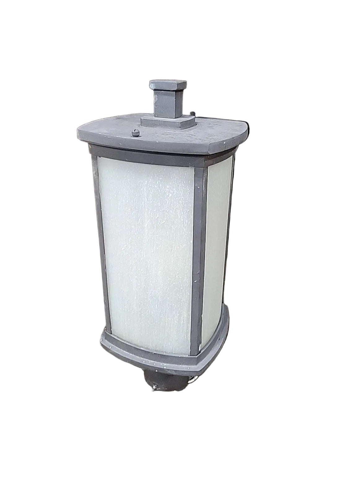 Modern Gray Frosted Glass Outdoor Post Lantern