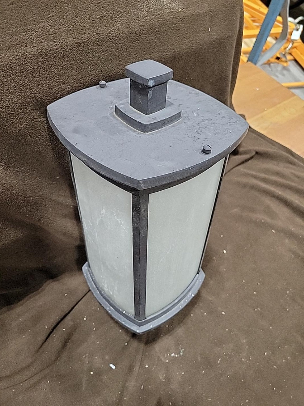 Modern Gray Frosted Glass Outdoor Post Lantern