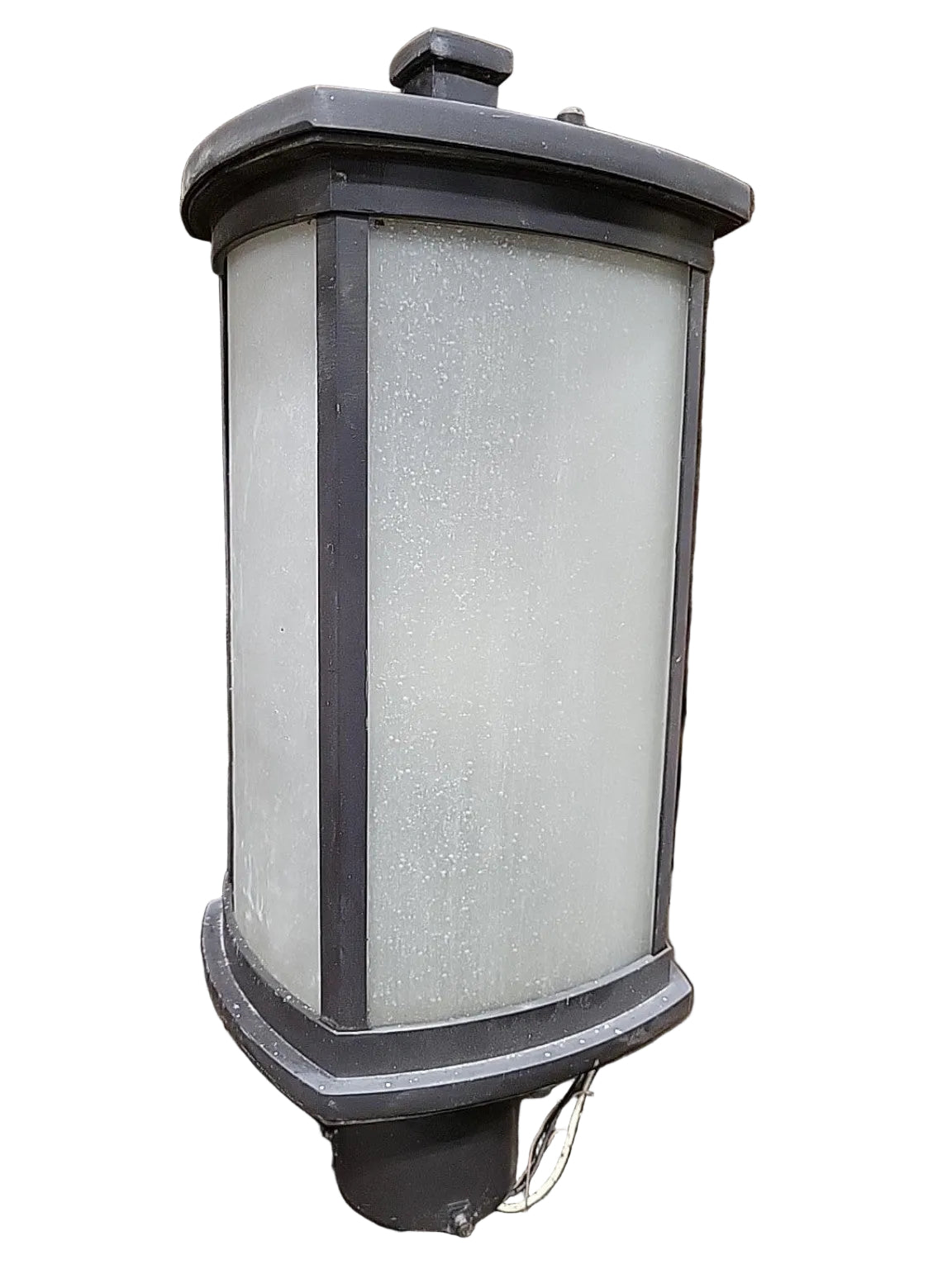 Modern Gray Frosted Glass Outdoor Post Lantern