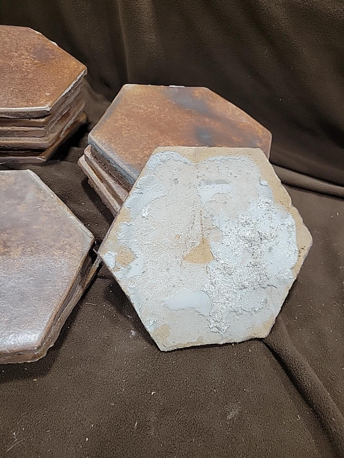 Salvaged Hexagonal Ceramic Floor Tile Set – 16 Pc.