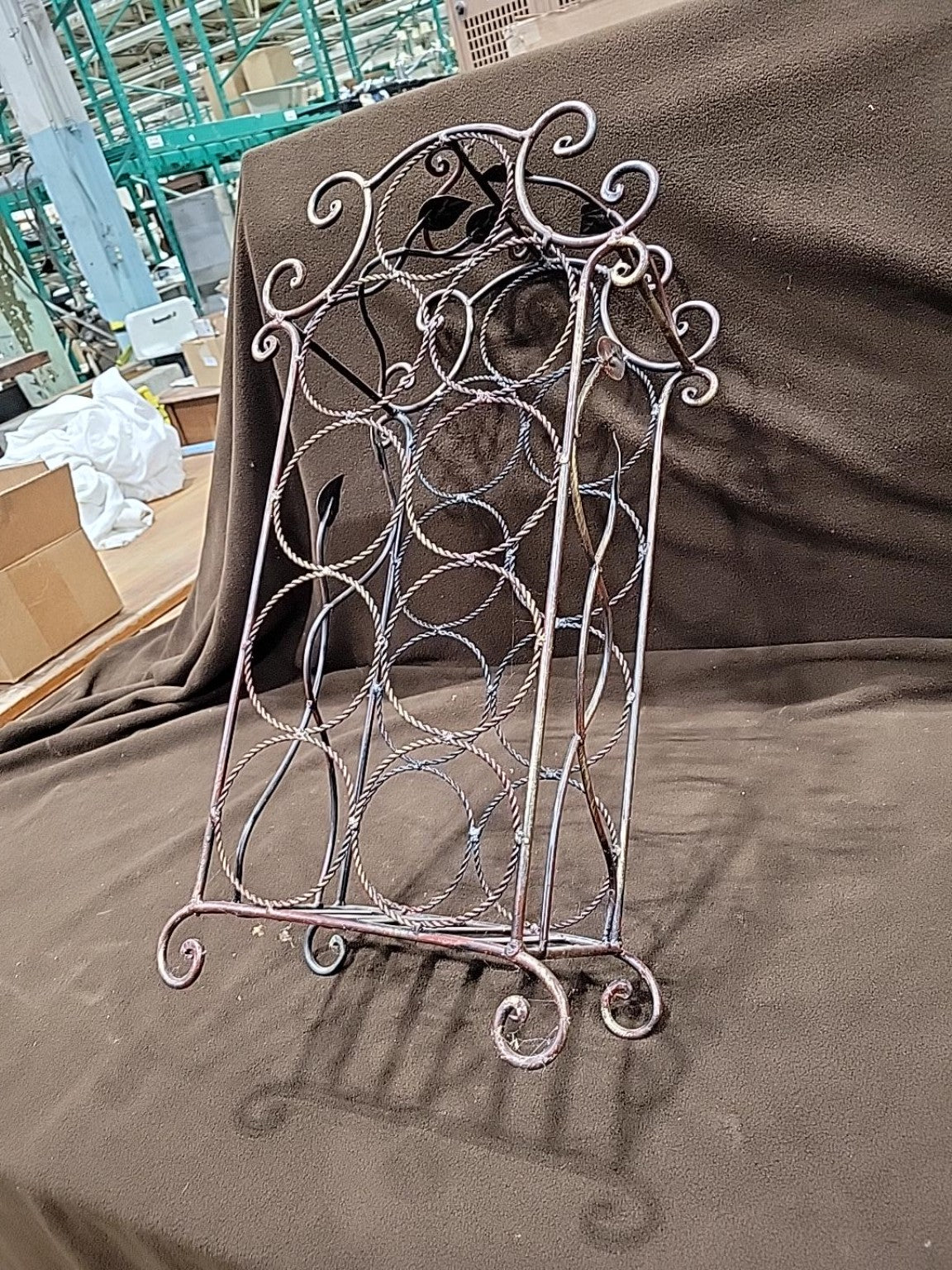 Vintage Ornate Metal 9-Bottle Wine Rack