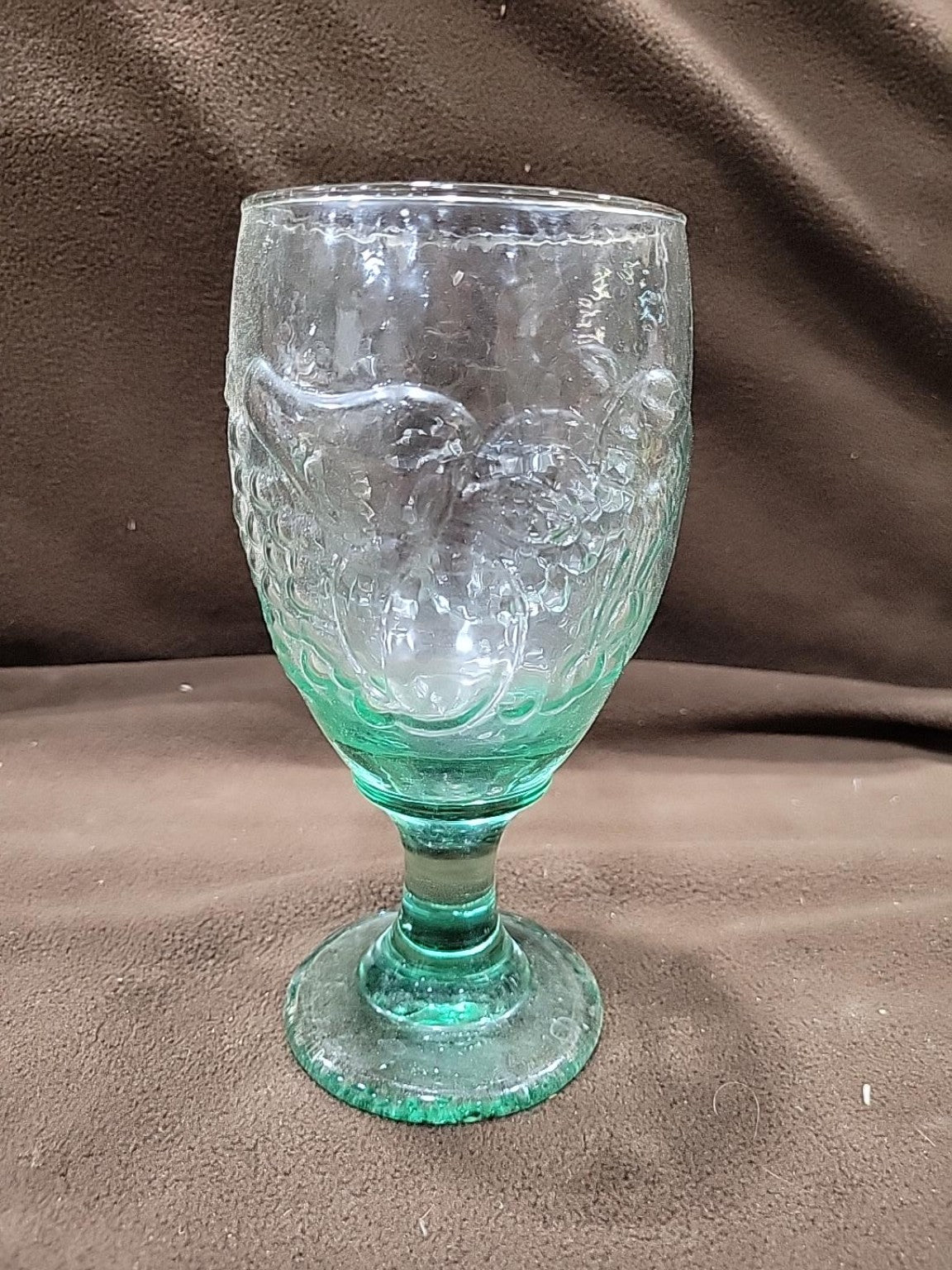 Set of 6 Green Fruit Motif Stemmed Glasses