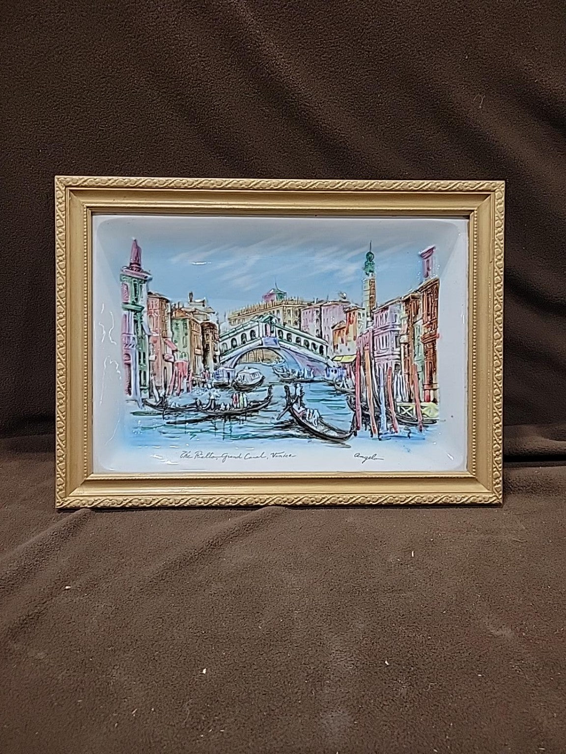 Vintage Arnart Porcelain Venice Wall Art – Signed Angelo