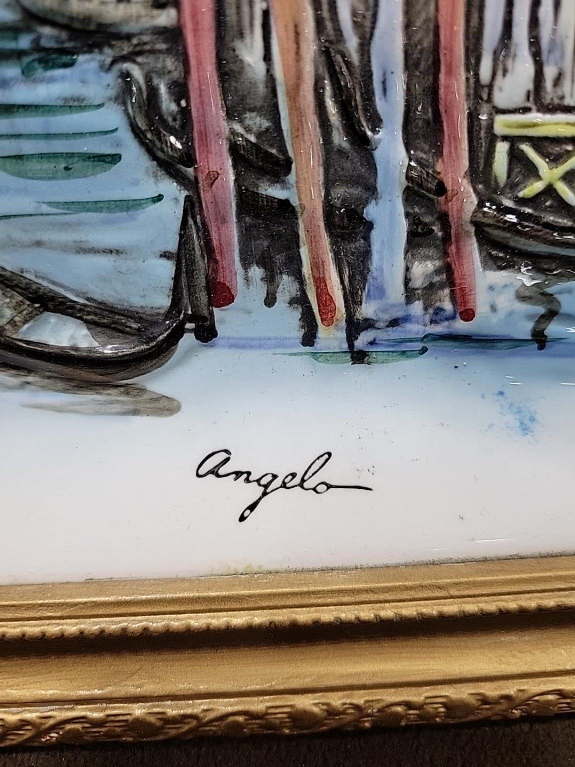 Vintage Arnart Porcelain Venice Wall Art – Signed Angelo