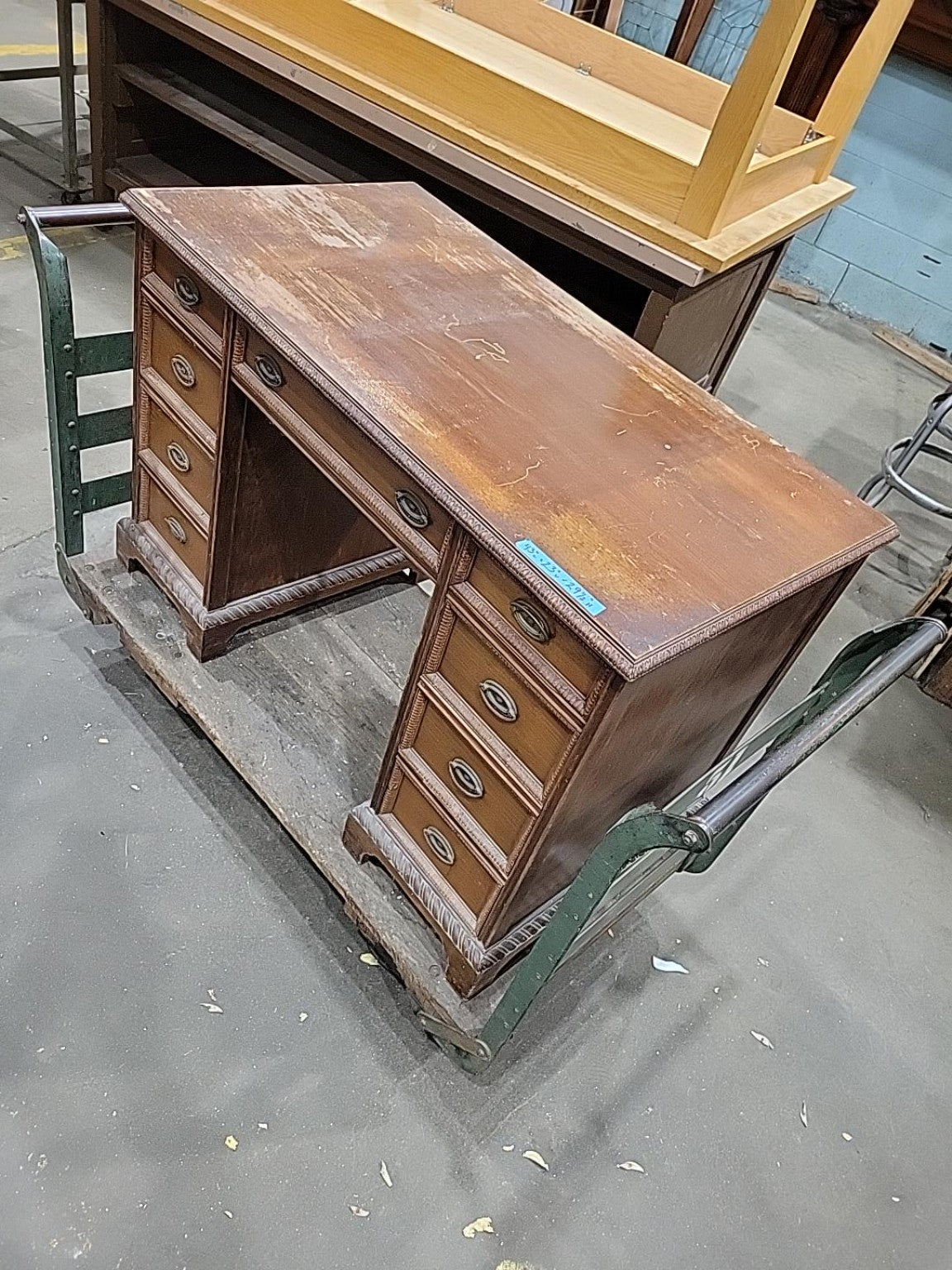 Vintage Traditional Wood Double Pedestal Desk