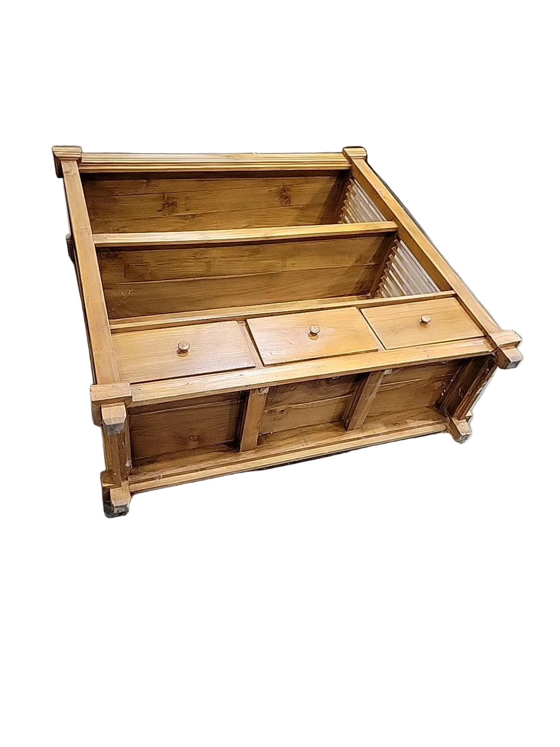Mission Style Wood Bookshelf with 3 Drawers