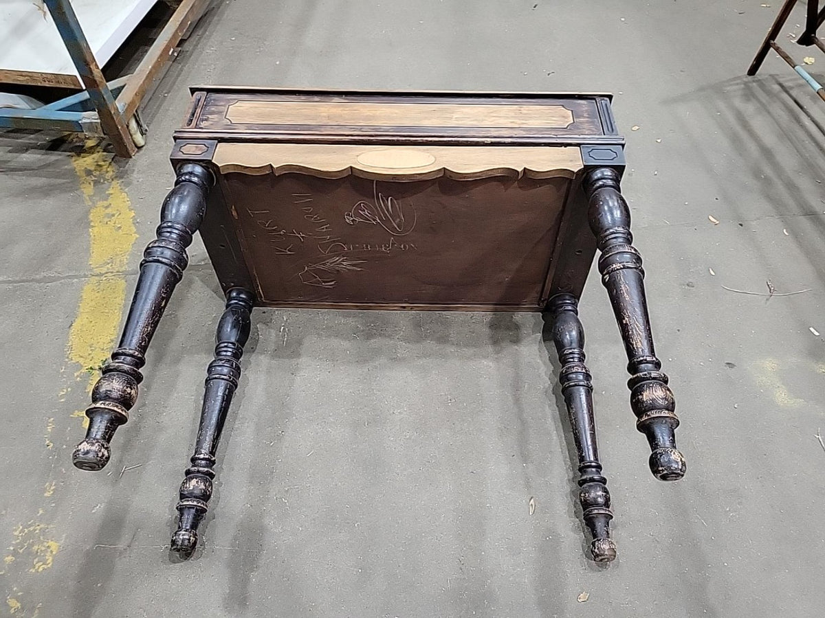 Antique Victorian Wood Writing Desk with Turned Legs